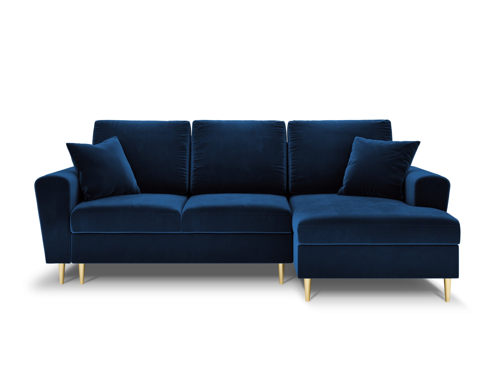 Stylisches Kyoto Ecksofa rechts mit Schlaffunktion und Stauraum, 4-Sitzer, 145 cm, in Royal Blue-Riviera, ideal für modernes Wohnen.