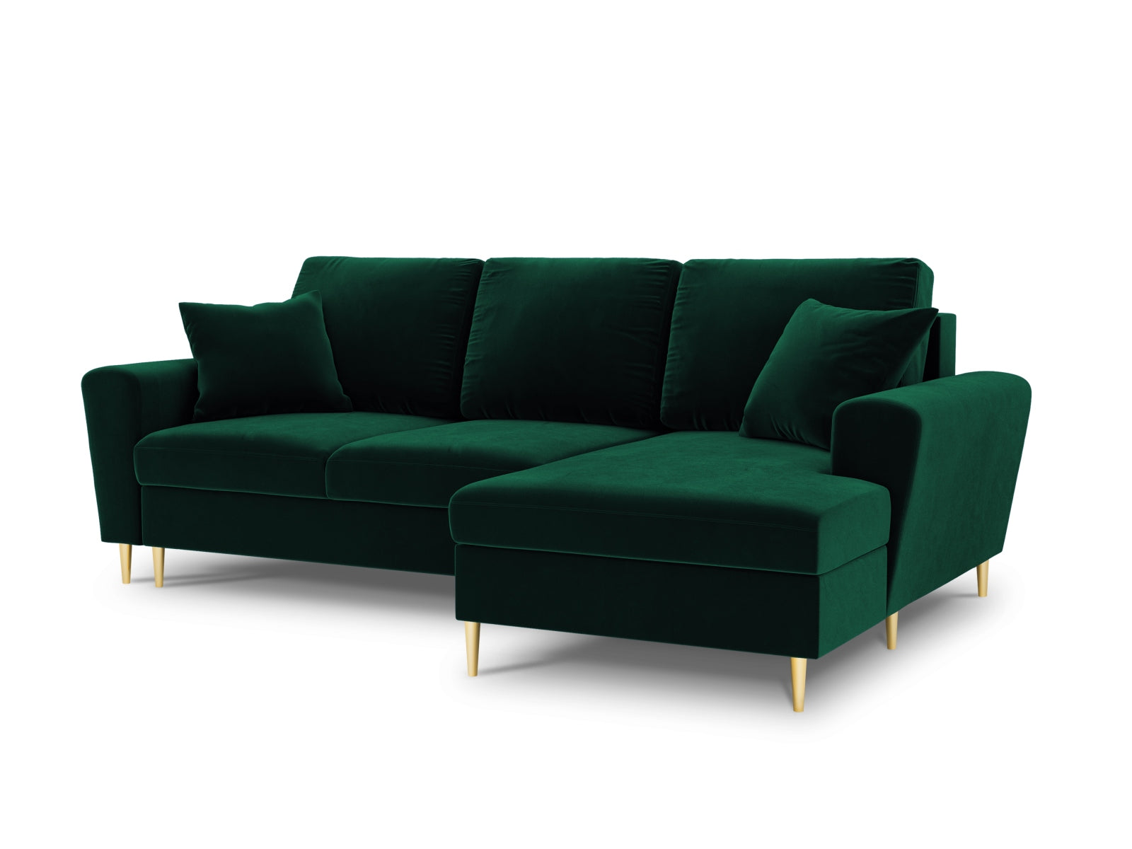 Kyoto Velour Ecksofa rechts mit Schlaffunktion und Stauraumbox 4 Sitzer 145cm in Bottle Green-Riviera präsentiert im Onlineshop von KAQTU Design AG. Bettsofa rechts ist von Cosmopolitan Design