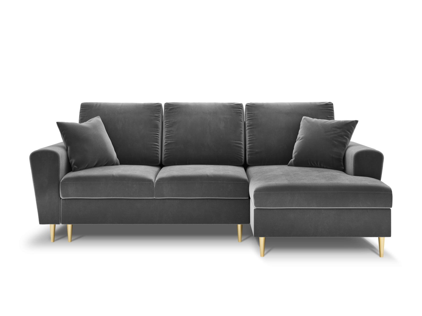 Entdecken Sie das elegante Kyoto Velour Ecksofa rechts mit Schlaffunktion und Stauraum. Ideal für stilvolle Wohnräume und maximalen Komfort.