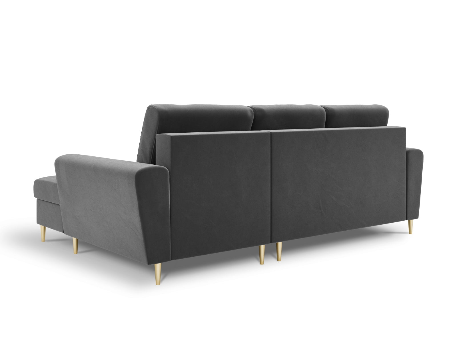 Entdecken Sie das Kyoto Velour Ecksofa rechts – ein elegantes 4-Sitzer Sofa mit Schlaffunktion und Stauraum, ideal für Ihr modernes Wohnzimmer.