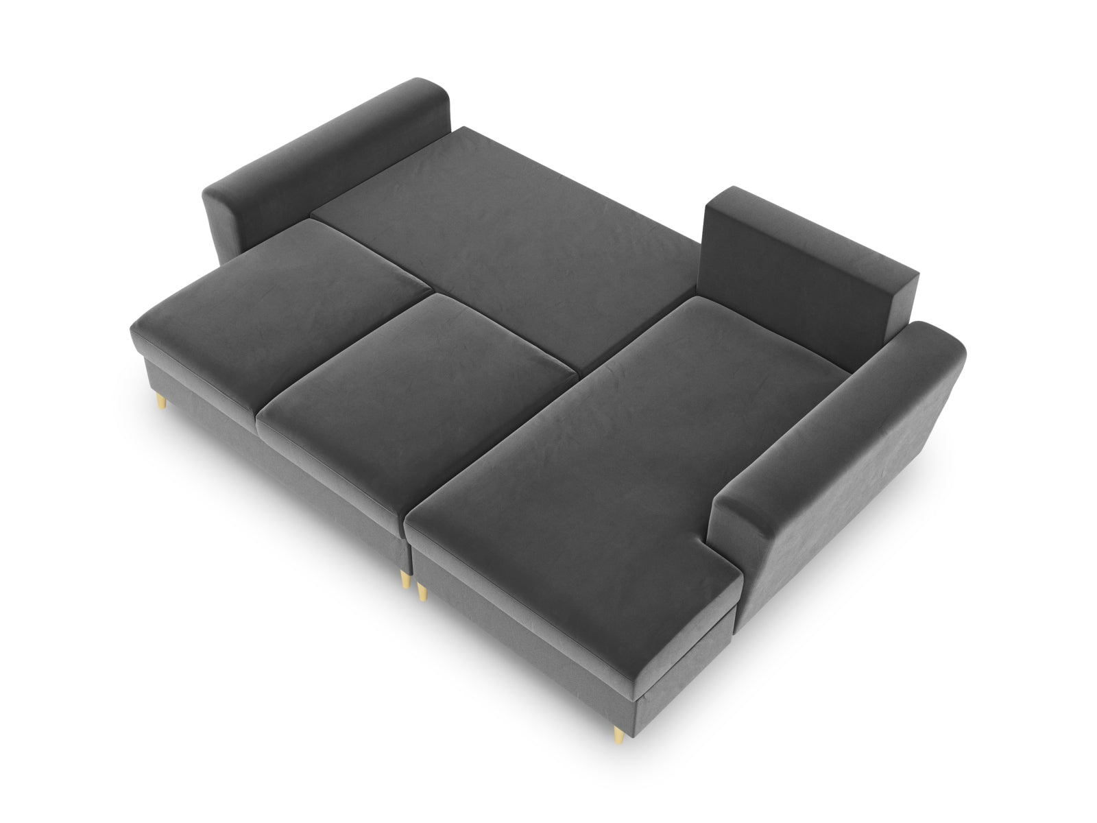 Stylisches Kyoto Ecksofa rechts mit Schlaffunktion, 4-Sitzer in hellem Grau, ideal für gemütliche Abende und praktischen Stauraum.