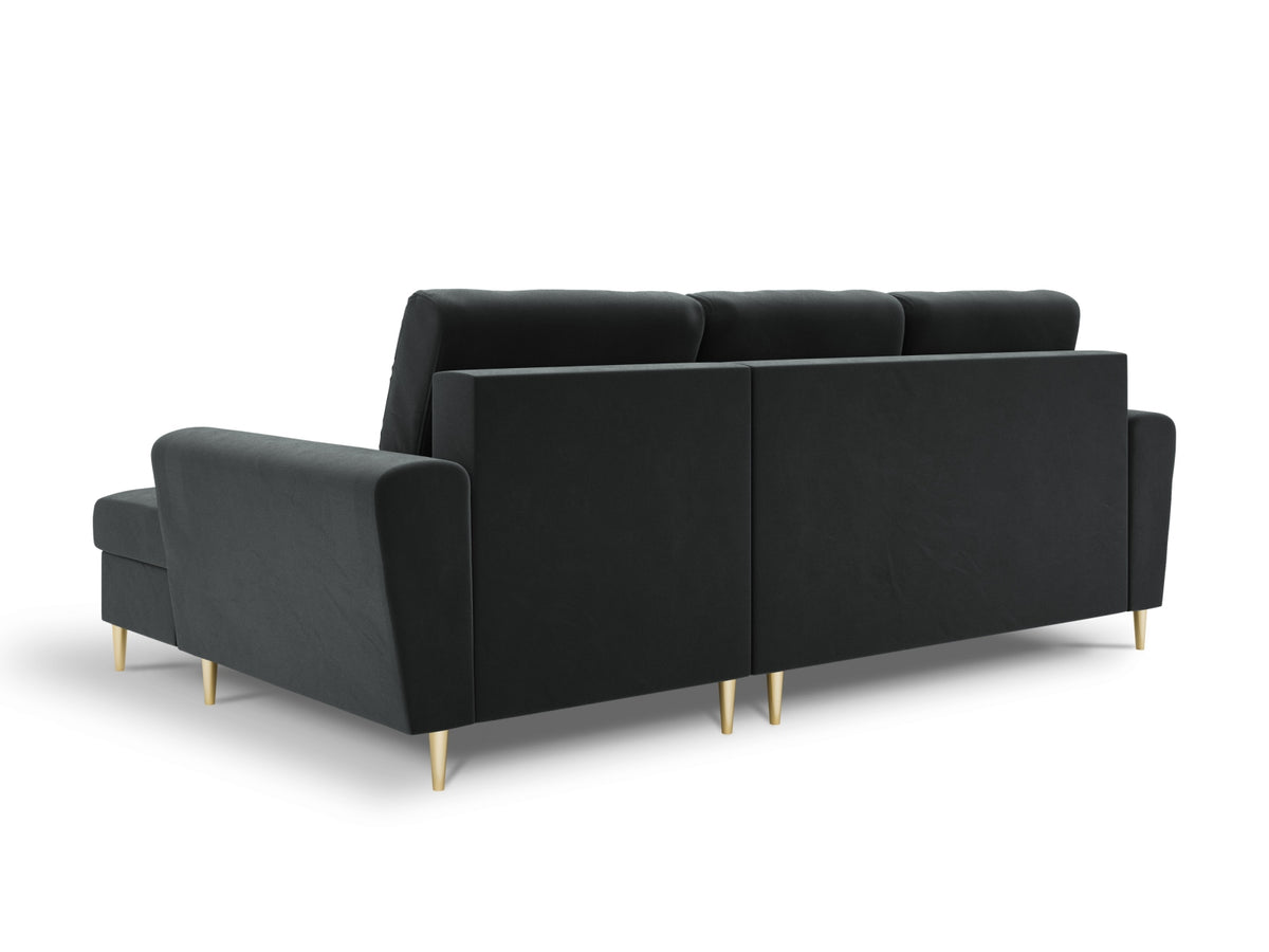 Kyoto Ecksofa rechts mit Schlaffunktion und Stauraumbox 4 Sitzer 145cm in Dark Grey-Riviera präsentiert im Onlineshop von KAQTU Design AG. Bettsofa rechts ist von Cosmopolitan Design