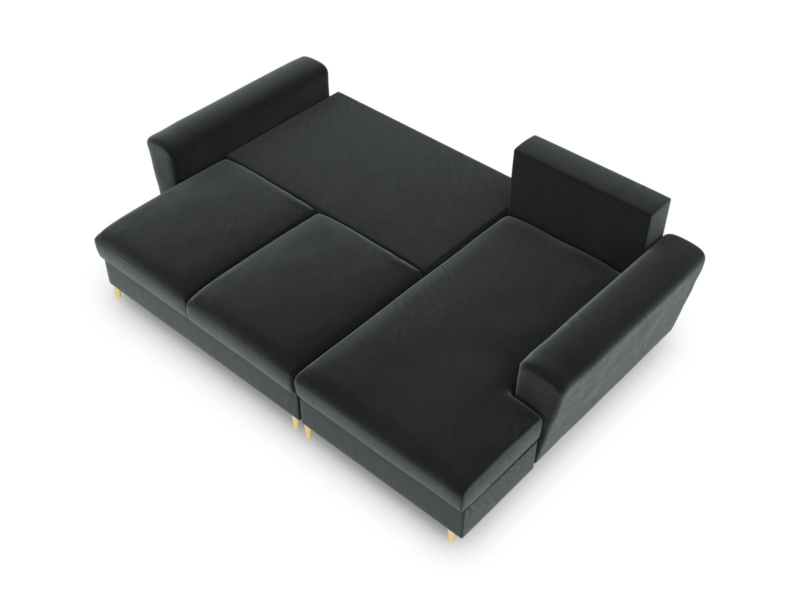 Stylisches Kyoto Ecksofa rechts mit Schlafoption, 4-Sitzer in edlem Dunkelgrau, ideal für platzsparende Wohnlösungen.