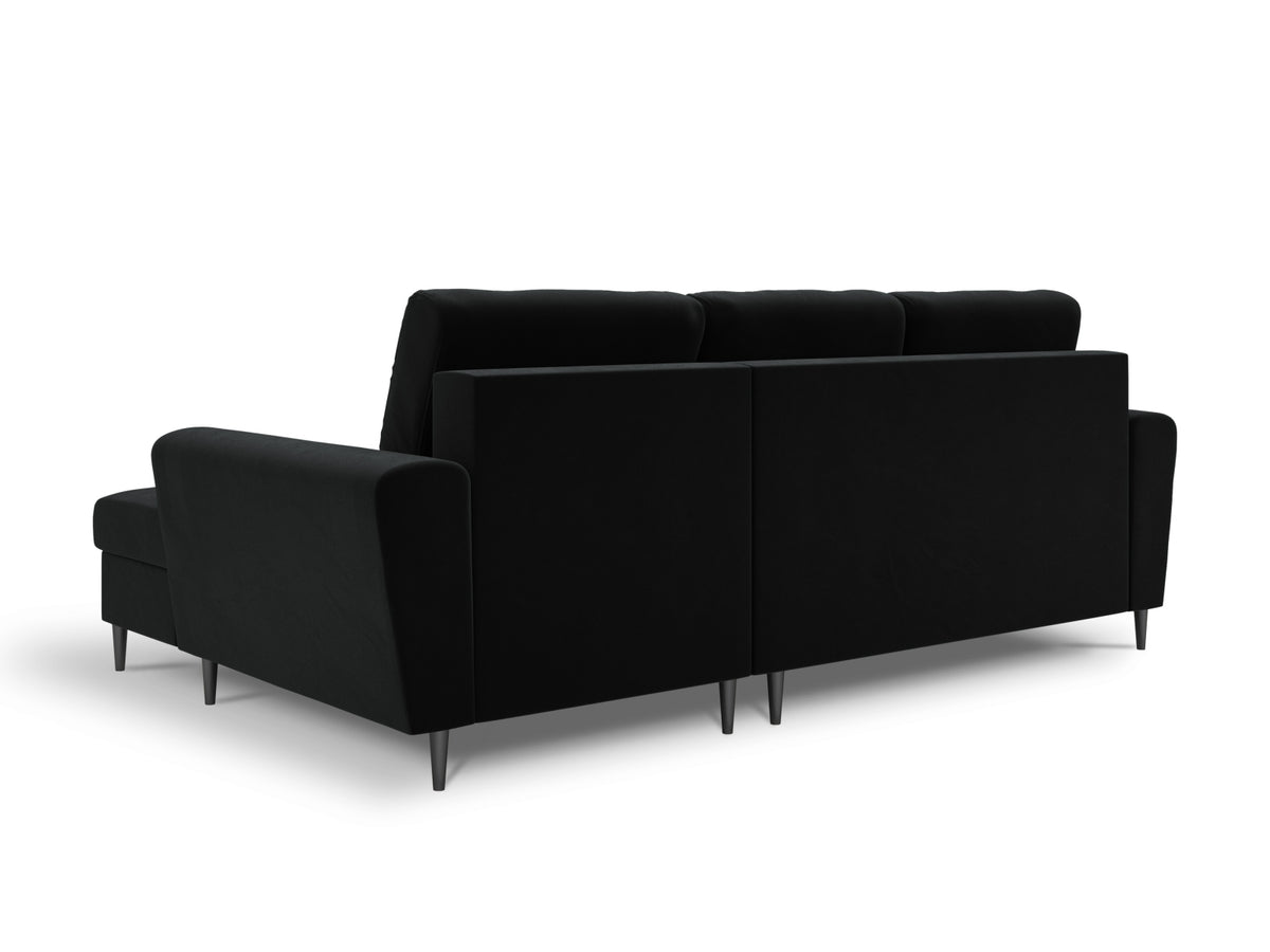 Kyoto Ecksofa rechts mit Schlaffunktion und Stauraumbox 4 Sitzer 145cm in Black-Riviera präsentiert im Onlineshop von KAQTU Design AG. Bettsofa rechts ist von Cosmopolitan Design