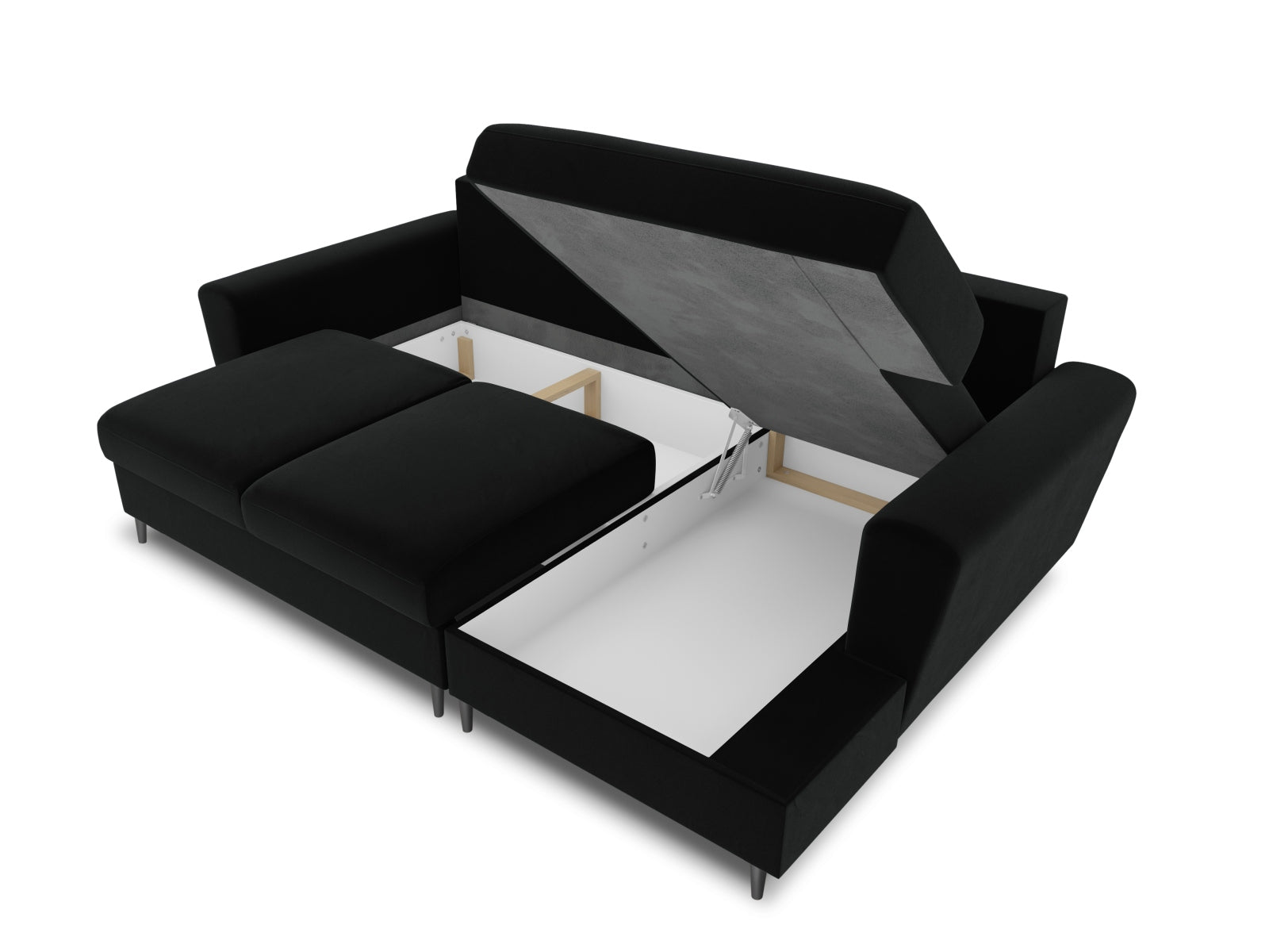 Erleben Sie das Kyoto Velour Ecksofa rechts – ein stilvolles 4-Sitzer Sofa mit praktischer Schlaffunktion und Stauraum für Ihr Zuhause.