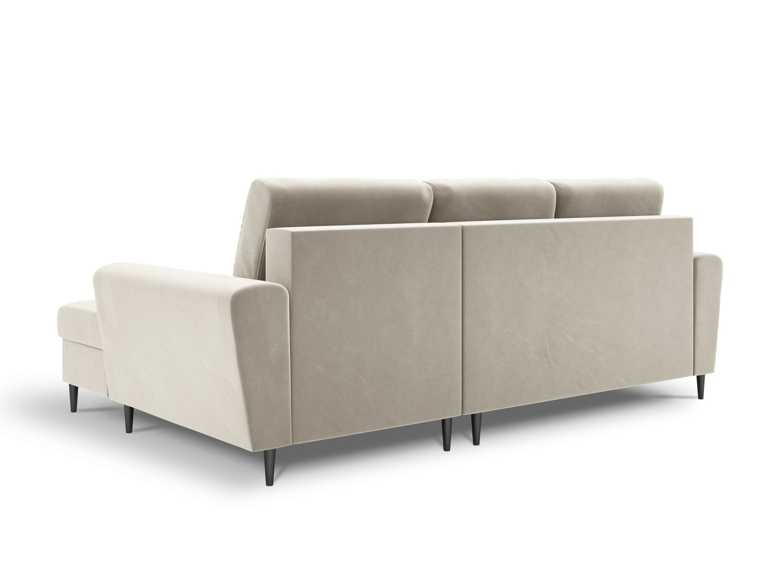 Entdecken Sie das Kyoto Velour Ecksofa rechts – ein elegantes 4-Sitzer Sofa mit Schlaffunktion und Stauraum, ideal für Ihr modernes Wohnzimmer.