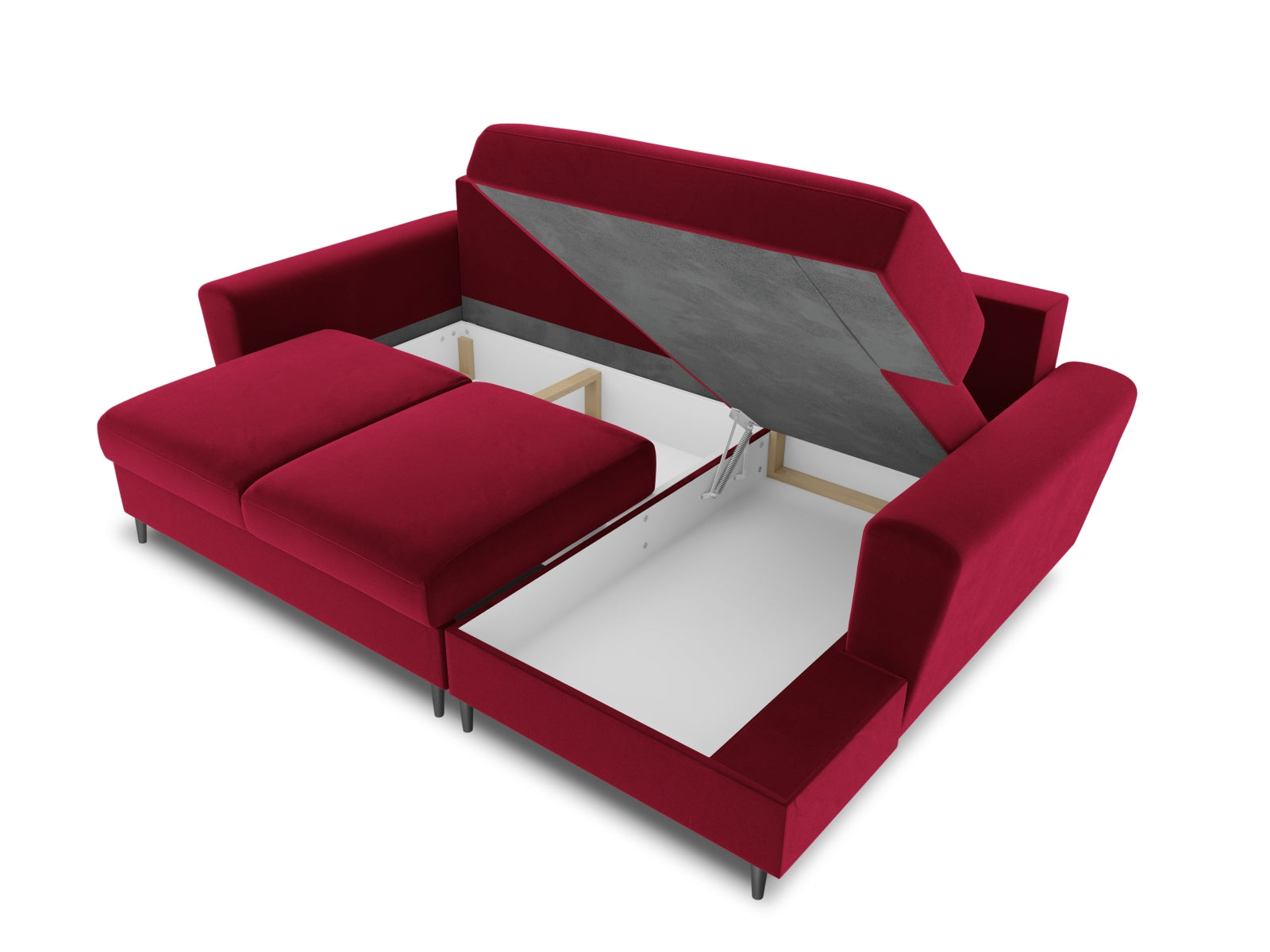 Stylisches Kyoto Ecksofa rechts, 4-Sitzer mit praktischer Schlaffunktion und Stauraum, perfekt für kleine Räume und entspannte Nächte.