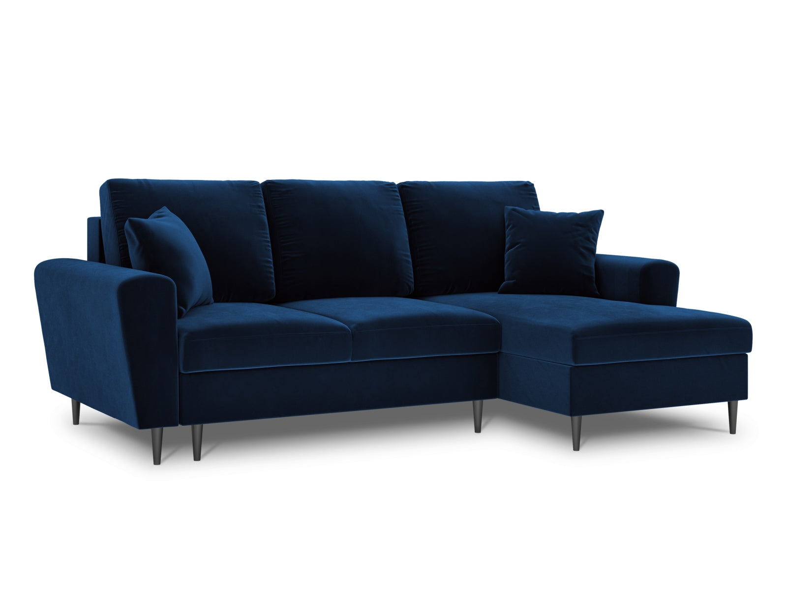 Stylisches Kyoto Ecksofa rechts mit Schlaffunktion, 4-Sitzer, 145 cm, in Royal Blue-Riviera, perfekt für moderne Wohnkonzepte und zusätzlichen Stauraum.