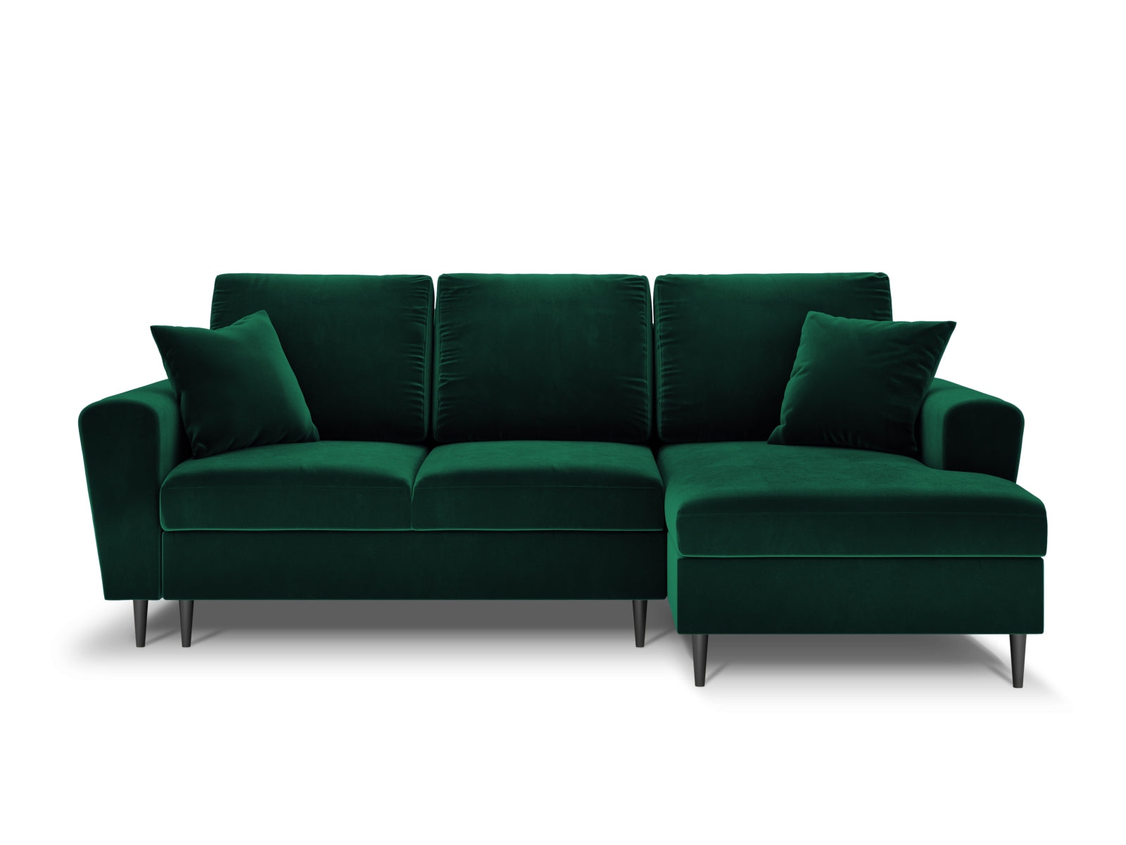 Elegantes Kyoto Ecksofa rechts mit Schlaffunktion, 4-Sitzer in Bottle Green, perfekt für Gäste und als praktischer Stauraum.