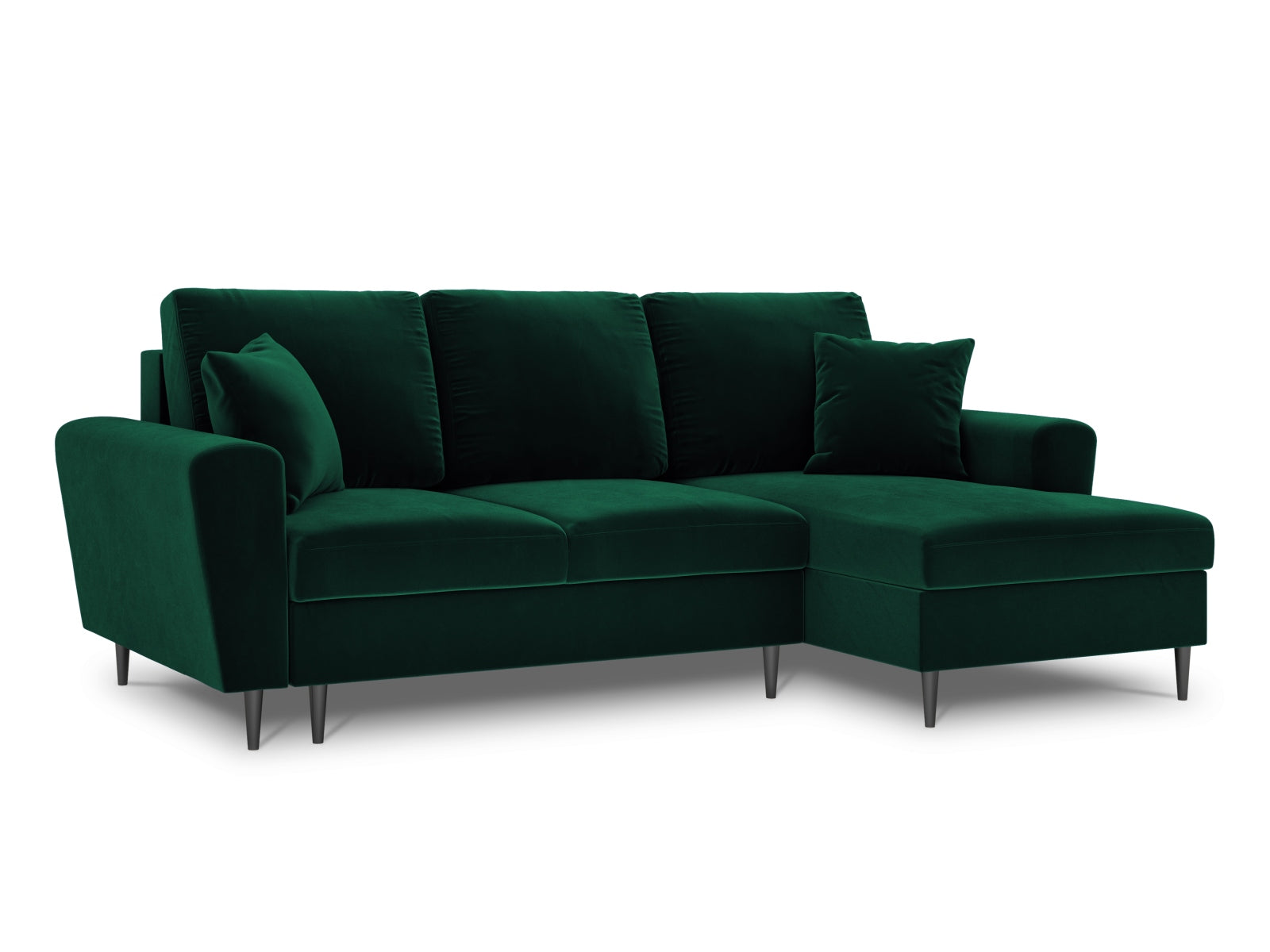 Stylisches Kyoto Ecksofa rechts in Bottle Green, 4-Sitzer mit Schlaffunktion und Stauraum, ideal für moderne Wohnräume.
