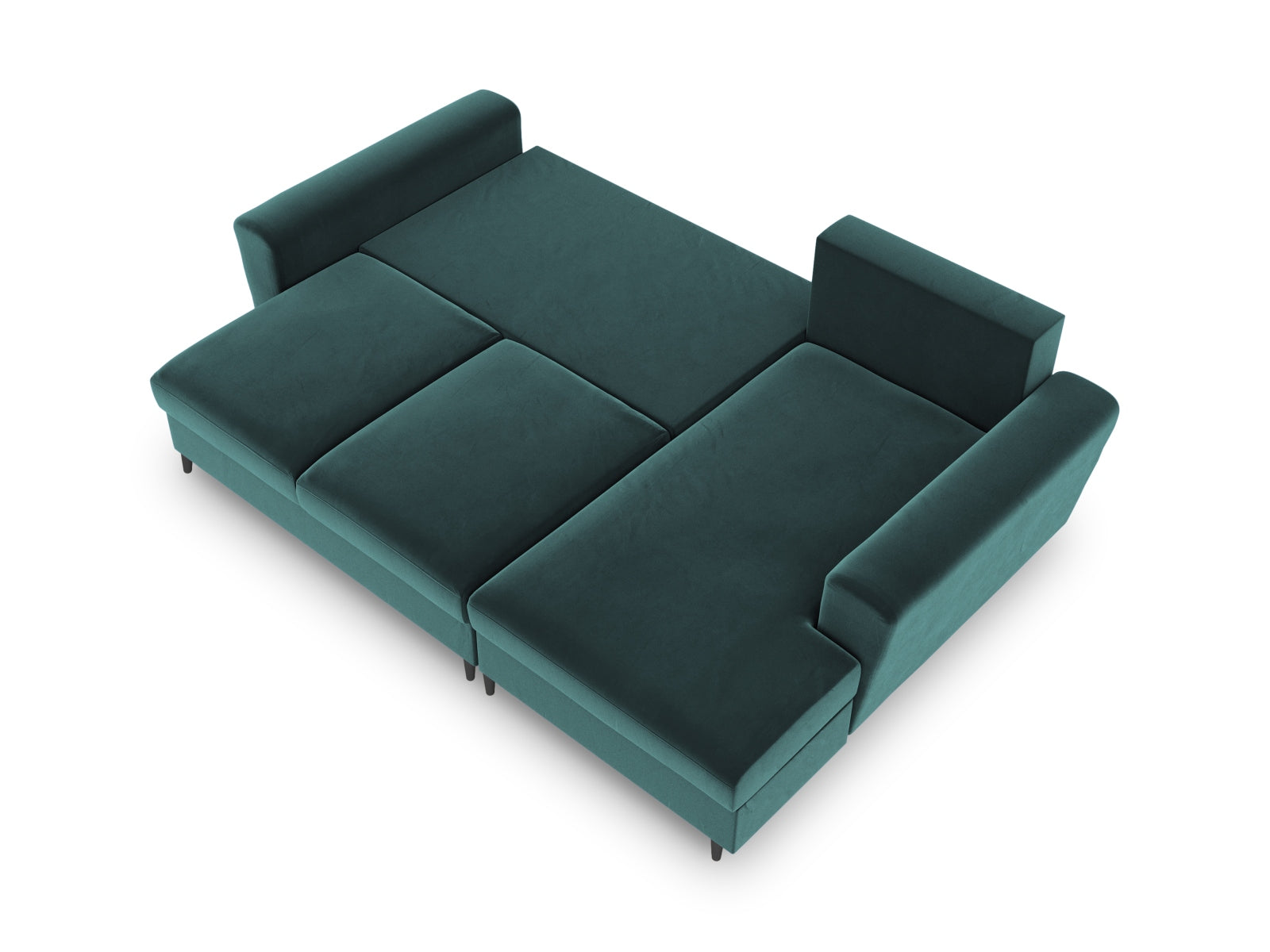 Stylisches Kyoto Ecksofa rechts in Petrol-Riviera, 4-Sitzer mit Schlaffunktion und Stauraum, perfekt für moderne Wohnkonzepte.