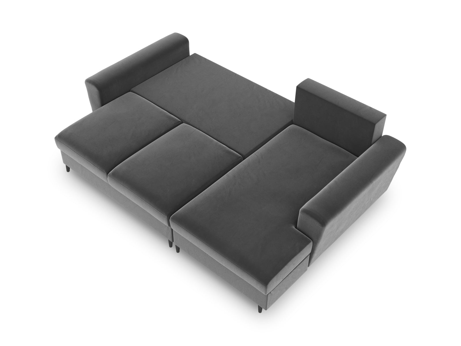 Stylisches Kyoto Ecksofa rechts mit Schlaffunktion und Stauraum, 4-Sitzer in zeitlosem Grau, ideal für flexible Wohnlösungen.