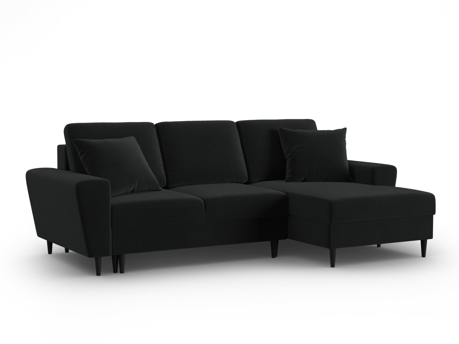 Stylisches Kyoto Ecksofa rechts, 4-Sitzer mit Schlafoption und Stauraum, ideal für kleine Räume und entspannte Nächte.