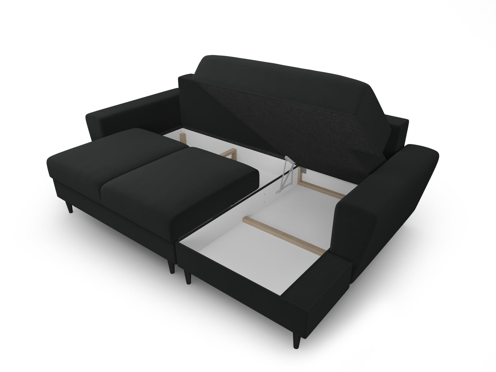 Modernes Kyoto Ecksofa rechts, 4-Sitzer mit Schlaffunktion und praktischer Stauraumbox, perfekt für gemütliche Abende und platzsparende Lösungen.