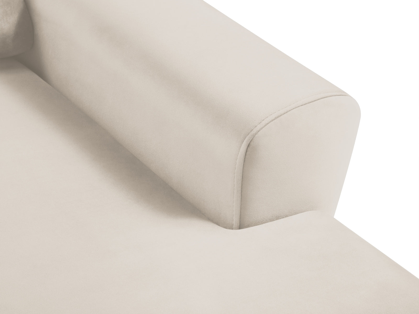 Elegantes Kyoto Ecksofa rechts mit Schlaffunktion, 4-Sitzer in hellem Beige, perfekt für gemütliche Abende und praktischen Stauraum.