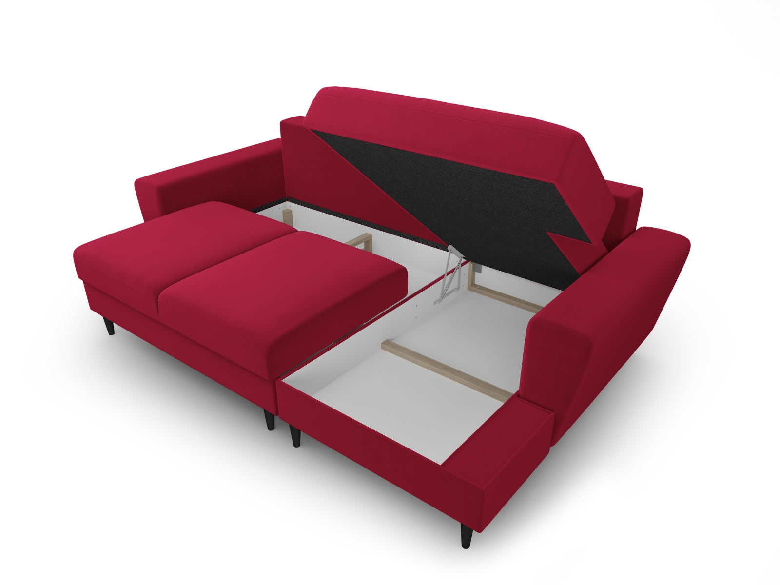 Elegantes Kyoto Ecksofa rechts, 4-Sitzer mit integrierter Schlaffunktion und Stauraum, ideal für gemütliche Abende und platzsparende Lösungen.