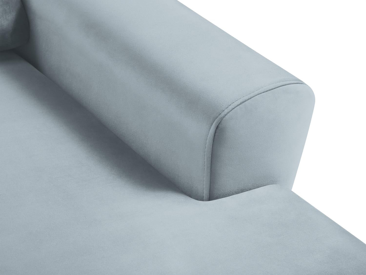 Stylisches Kyoto Ecksofa rechts mit Schlafoption und Stauraum, 4-Sitzer, 145 cm, in sanftem Light Blue-Riviera für elegantes Wohndesign.