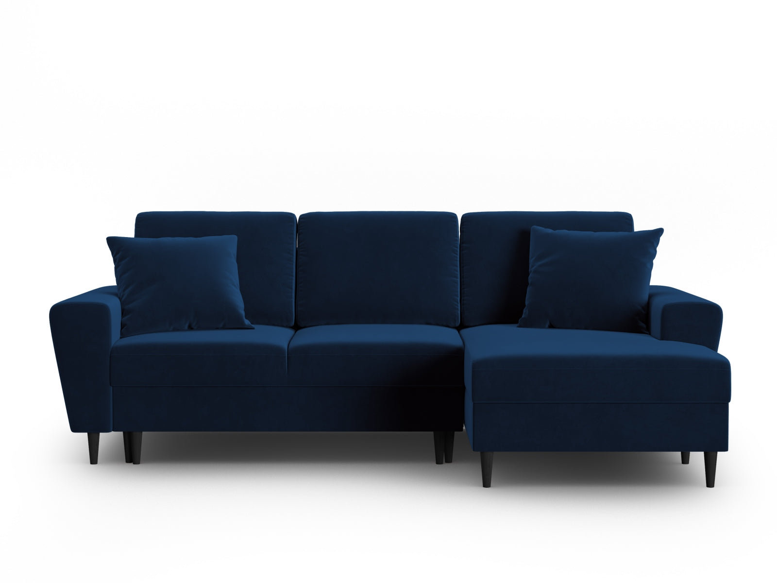 Kyoto Velour Ecksofa rechts mit Schlaffunktion und Stauraumbox 4 Sitzer 145cm in Royal Blue präsentiert im Onlineshop von KAQTU Design AG. Ecksofa rechts ist von Cosmopolitan Design