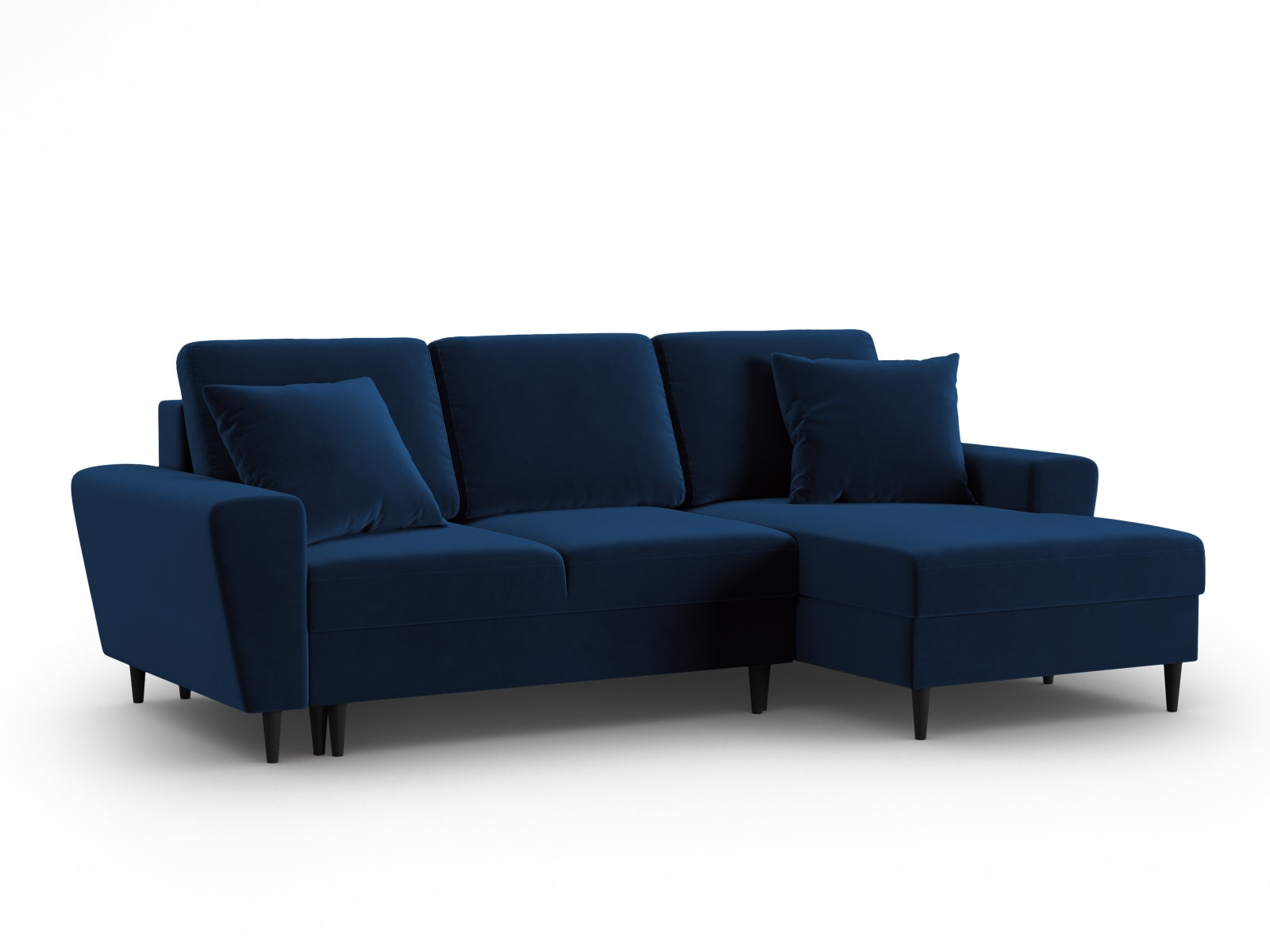 Stylisches Kyoto Ecksofa rechts in Royal Blue-Riviera, 4-Sitzer mit praktischer Schlaffunktion und integriertem Stauraum für optimalen Komfort.