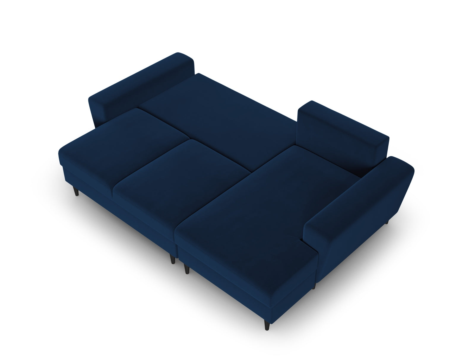 Stylisches Kyoto Ecksofa rechts in Royal Blue-Riviera, 4-Sitzer mit praktischer Schlaffunktion und Stauraum für optimalen Komfort.