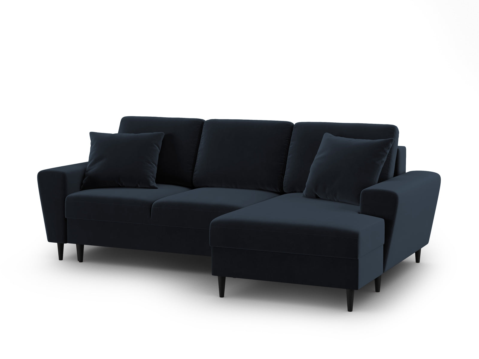 Entdecken Sie das Kyoto Velour Ecksofa rechts – ein elegantes 4-Sitzer Sofa mit Schlaffunktion und Stauraum, ideal für Ihr modernes Wohnzimmer.