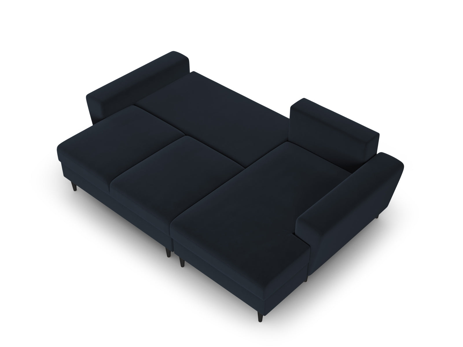 Modernes Kyoto Ecksofa rechts mit Schlafoption und Stauraum, 4-Sitzer, 145 cm, in stilvollem Blau, ideal für gemütliche Wohnräume.