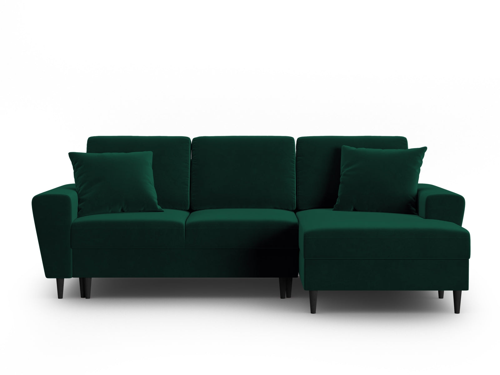 Kyoto Velour Ecksofa rechts mit Schlaffunktion und Stauraumbox 4 Sitzer 145cm in Bottle Green präsentiert im Onlineshop von KAQTU Design AG. Ecksofa rechts ist von Cosmopolitan Design