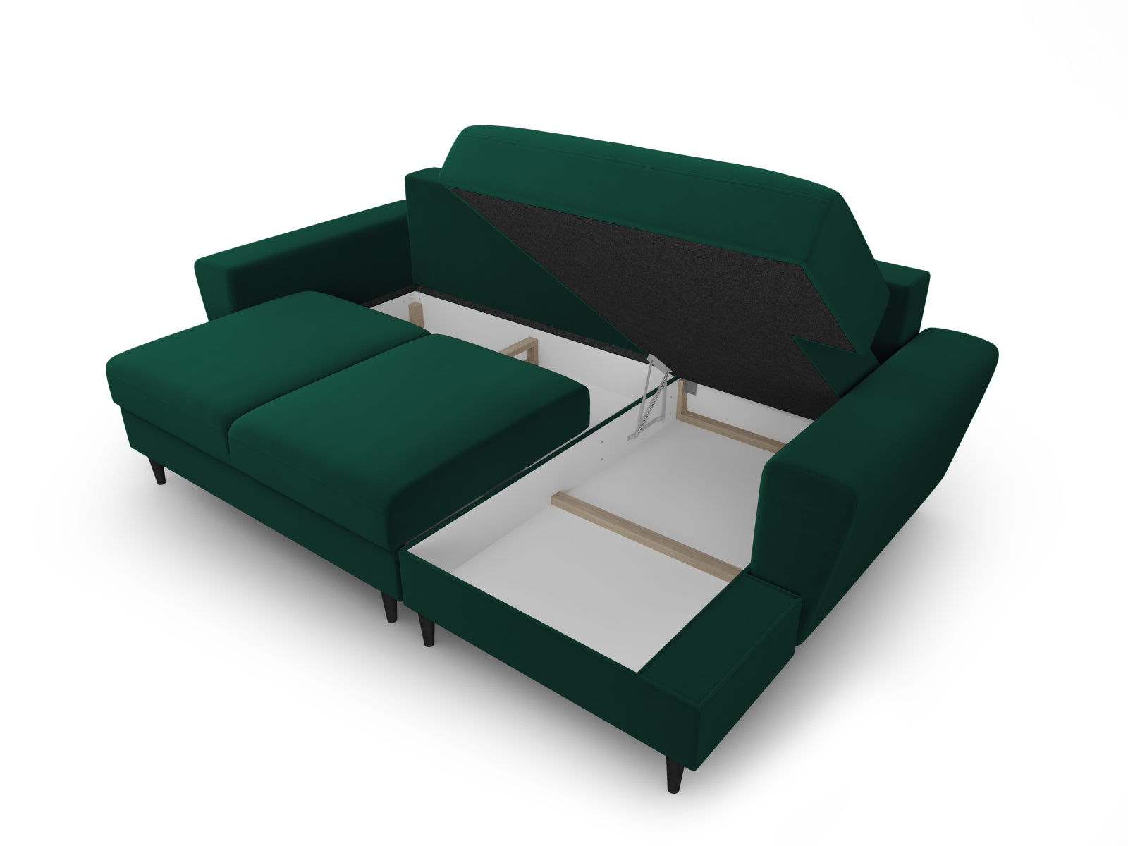 Stylisches Kyoto Ecksofa rechts in elegantem Grün, 4-Sitzer mit praktischer Schlaffunktion und Stauraum für zusätzlichen Komfort.