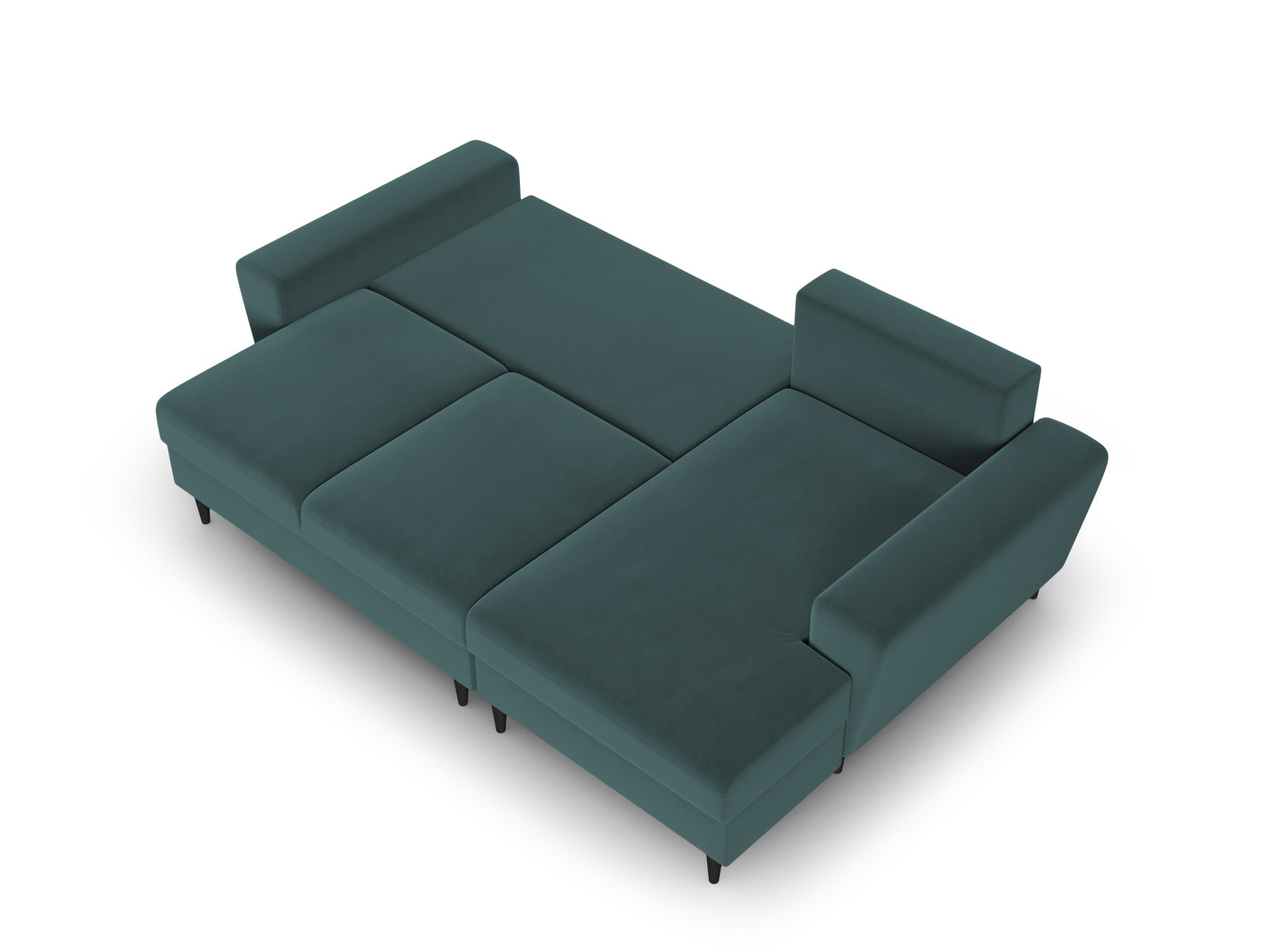 Stylisches Kyoto Ecksofa rechts in Petrol-Riviera, 4-Sitzer mit cleverer Schlaffunktion und integriertem Stauraum für optimale Raumnutzung.