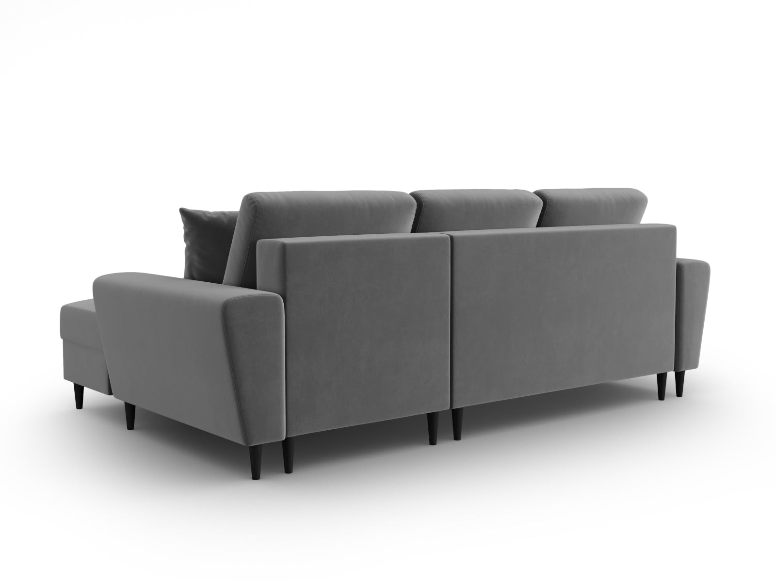 Modernes Kyoto Ecksofa rechts mit Schlafoption und Stauraum, 4-Sitzer in elegantem Grau, perfekt für entspannte Abende und Gäste.