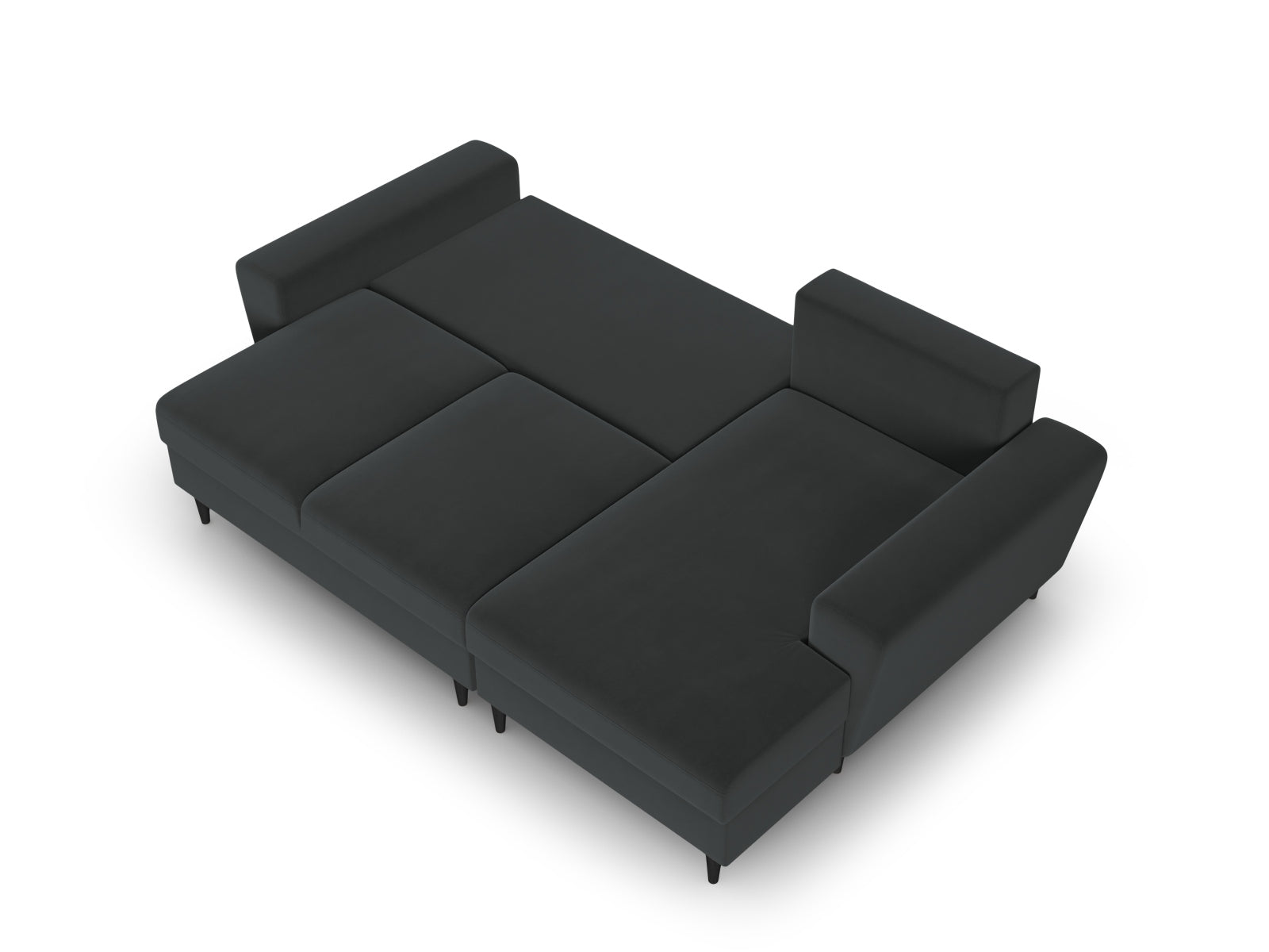 Elegantes Kyoto Ecksofa rechts mit Schlaffunktion und Stauraum, 4-Sitzer in modernem Dunkelgrau, perfekt für kleine Räume.