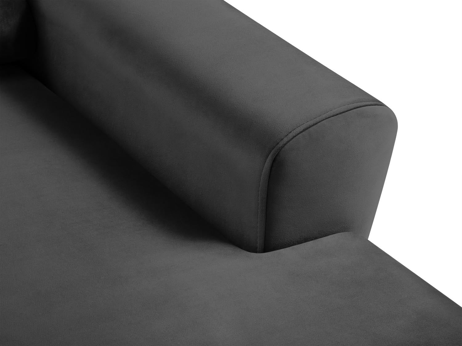 Modernes Kyoto Ecksofa rechts mit Schlaffunktion und Stauraum, 4-Sitzer in elegantem Dunkelgrau, perfekt für kleine Räume.