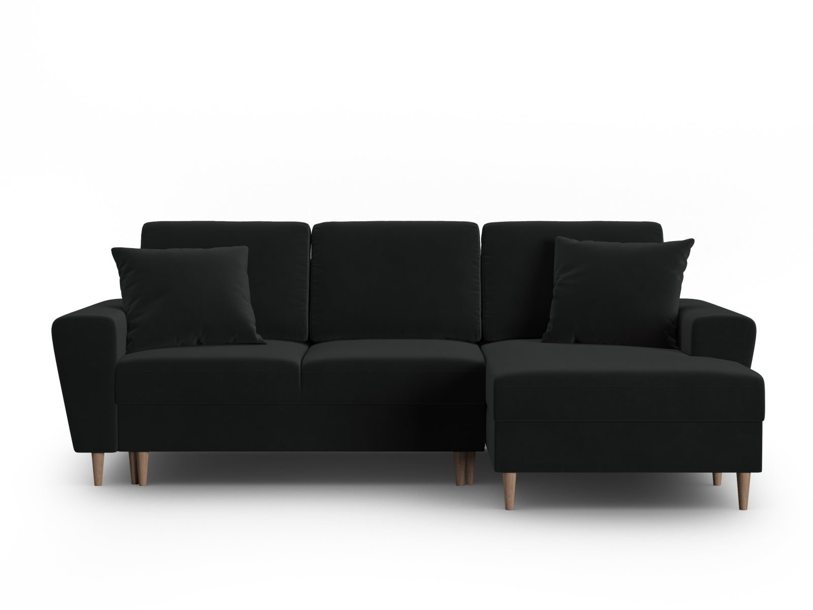 Stylisches Kyoto Ecksofa rechts, 4-Sitzer mit Schlaffunktion und Stauraum, ideal für kleine Räume und entspannte Stunden.