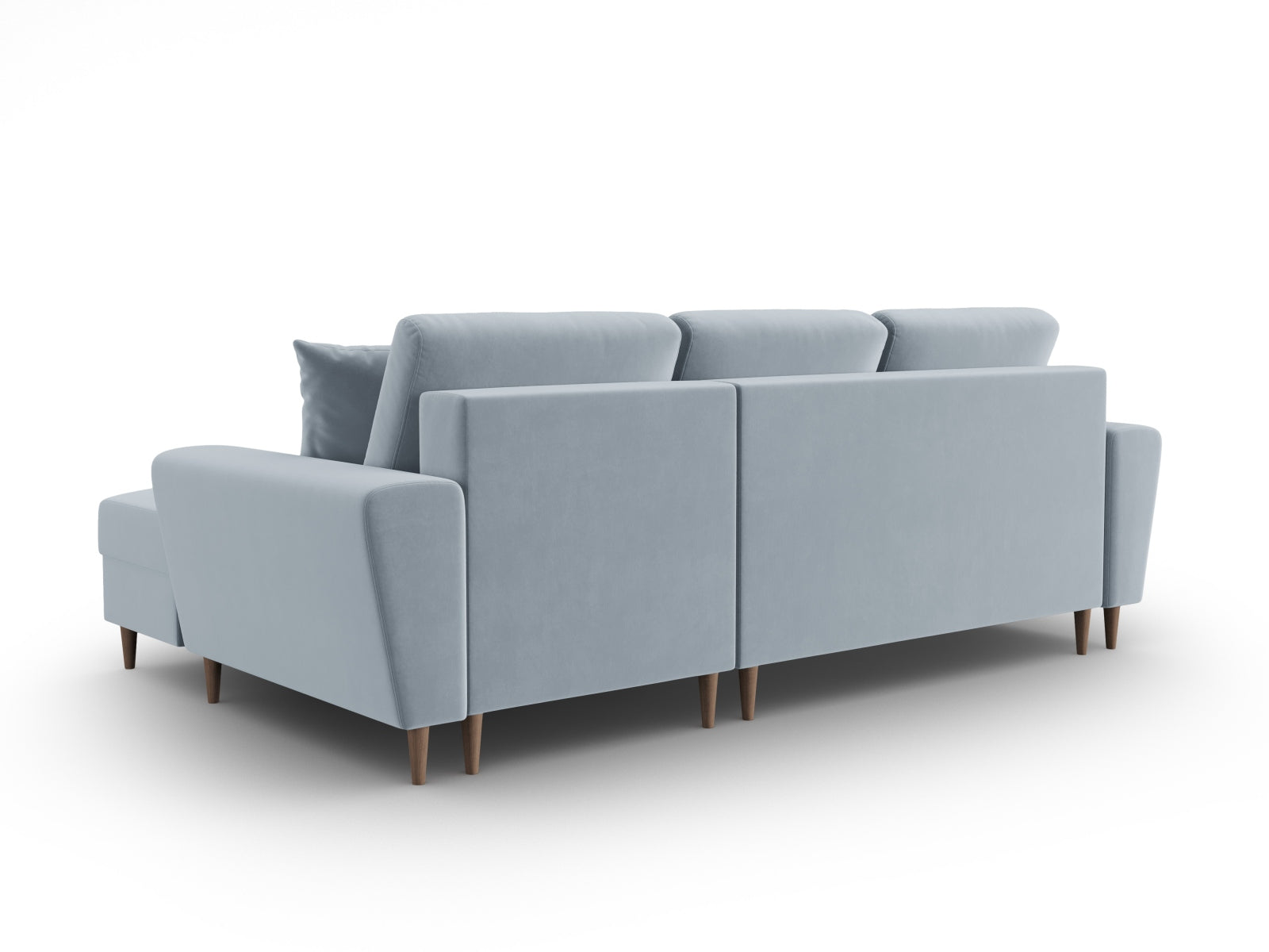 Modernes Kyoto Ecksofa rechts mit Schlafoption und Stauraum, 4-Sitzer, 145 cm, in stilvollem Light Blue-Riviera für gemütliche Abende.