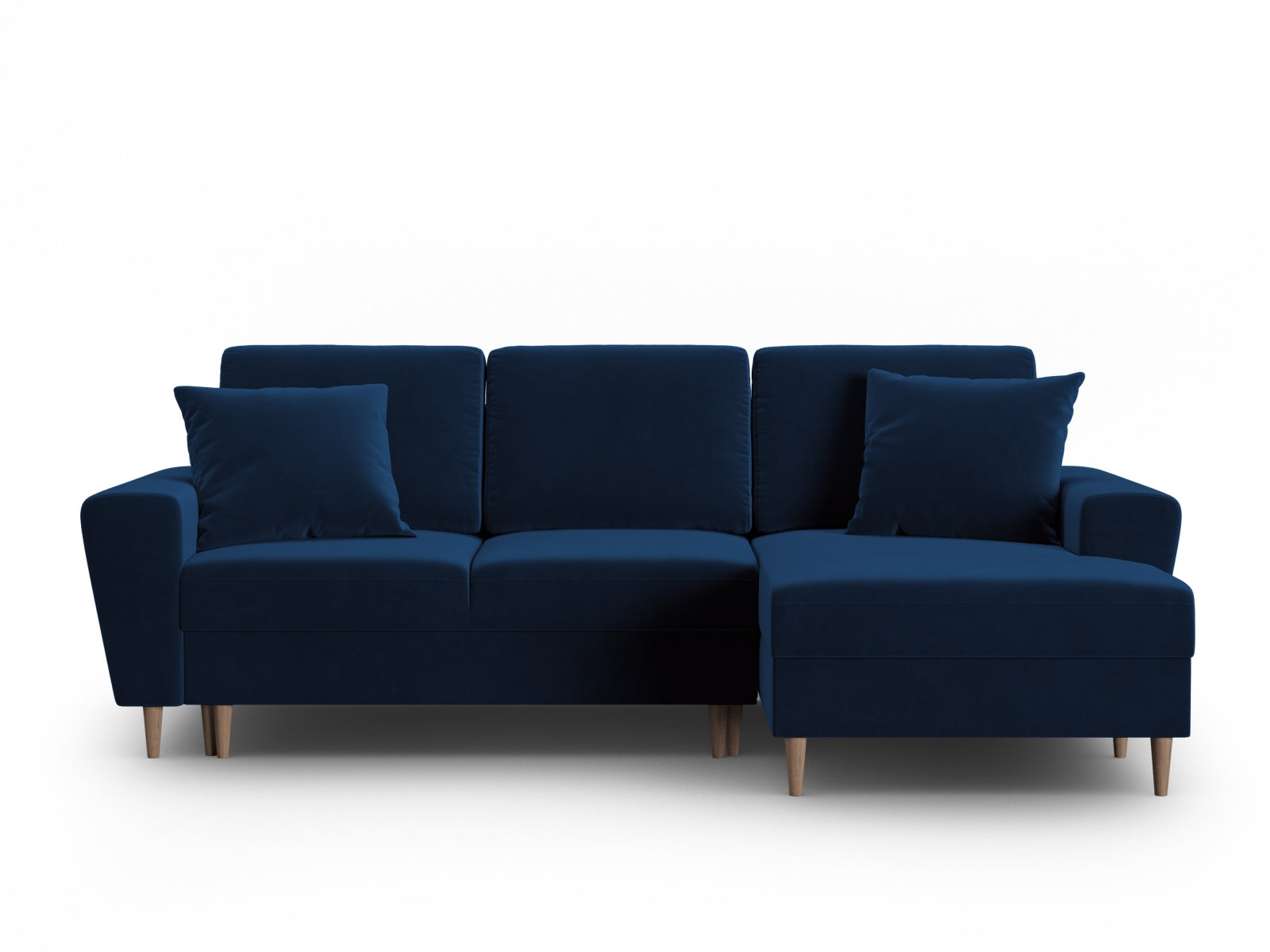 Kyoto Velour Ecksofa rechts mit Schlaffunktion und Stauraumbox 4 Sitzer 145cm in Royal Blue präsentiert im Onlineshop von KAQTU Design AG. Ecksofa rechts ist von Cosmopolitan Design