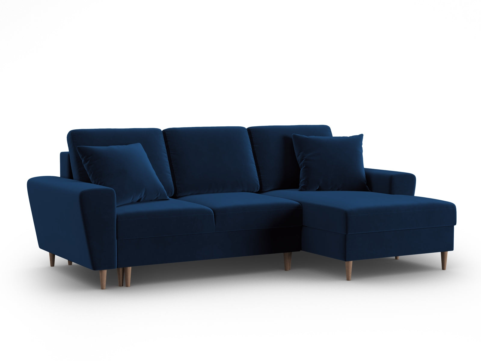 Entdecken Sie das elegante Kyoto Velour Ecksofa rechts mit Schlaffunktion und Stauraum. Ideal für stilvolle Wohnräume und maximalen Komfort.