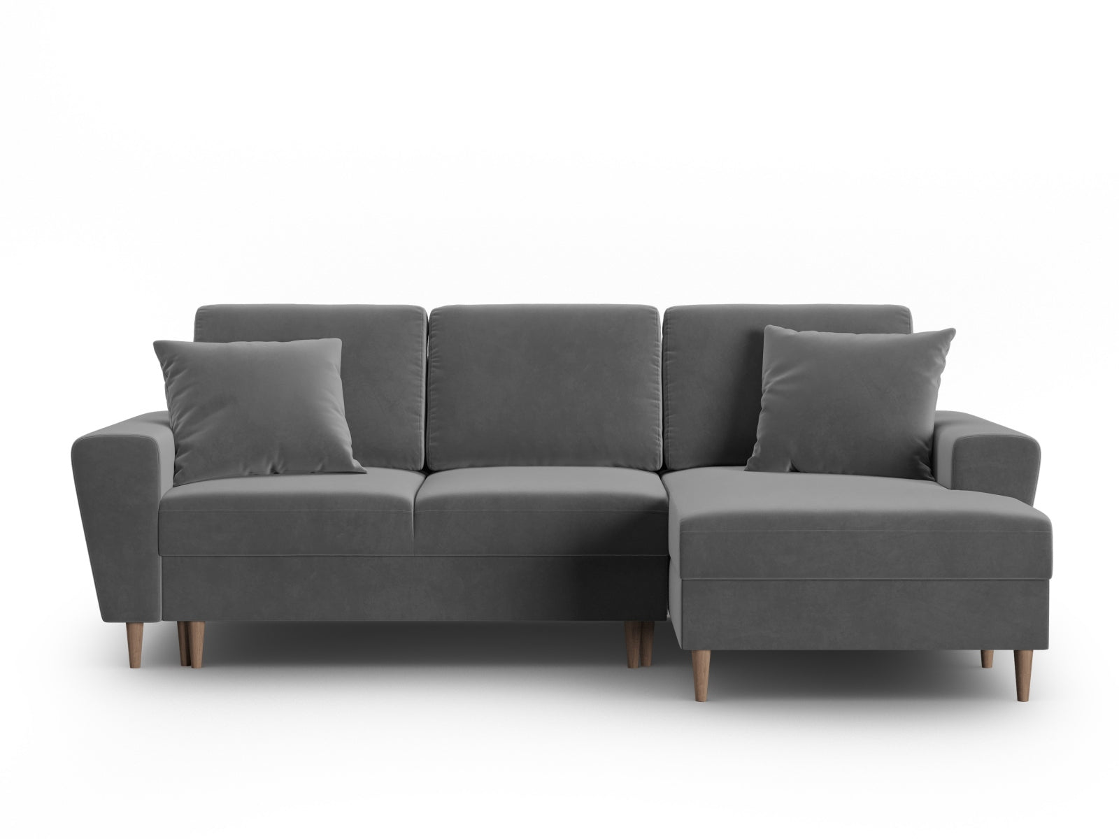 Erleben Sie das Kyoto Velour Ecksofa rechts – ein stilvolles 4-Sitzer Sofa mit praktischer Schlaffunktion und Stauraum für Ihr Zuhause.