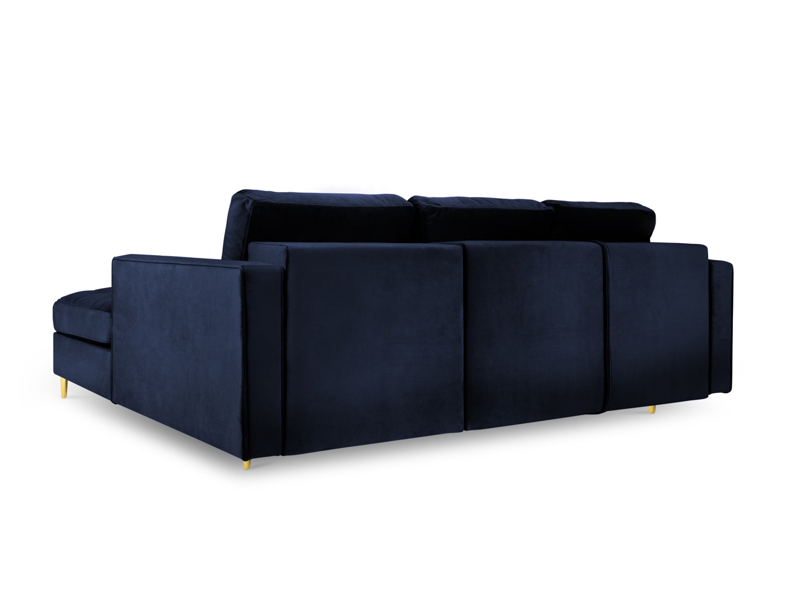 Elegantes 5-Sitzer Ecksofa in Royal Blue, ideal für entspannte Stunden, mit praktischer Schlaffunktion und integriertem Stauraum.