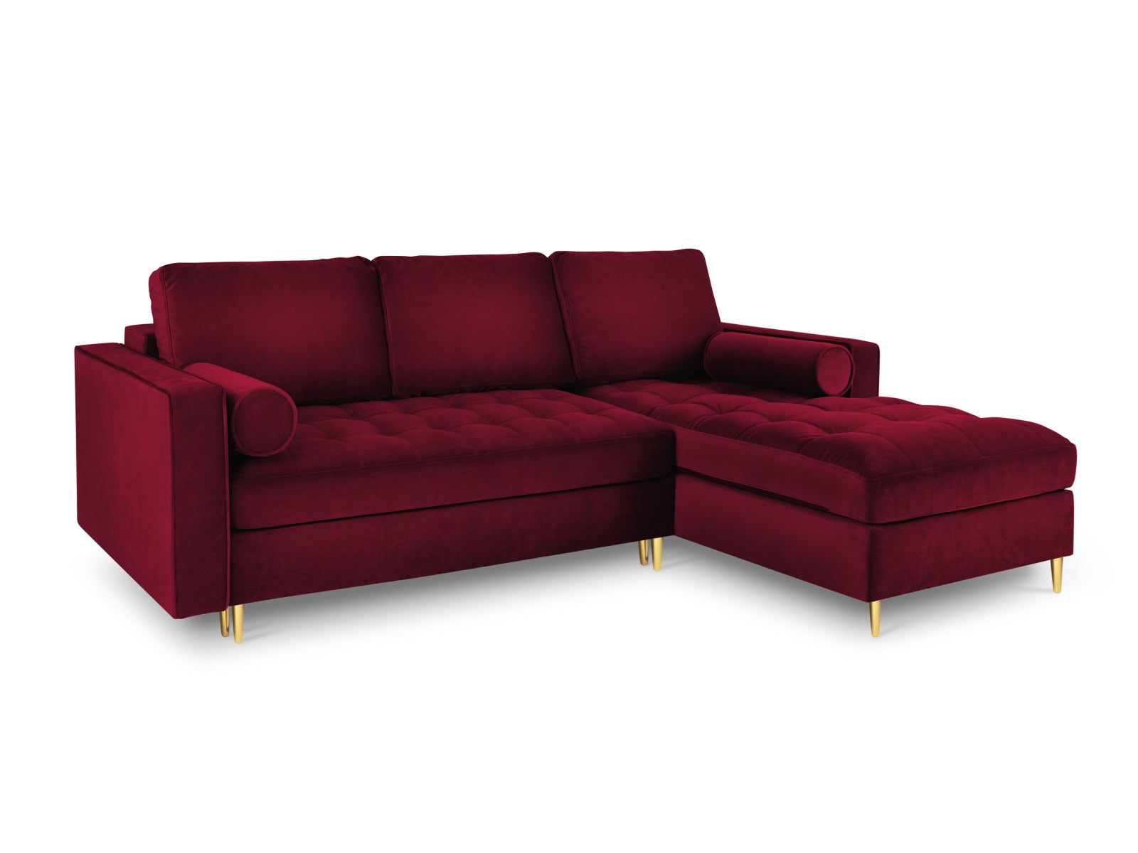5-Sitzer Ecksofa rechts mit Schlaffunktion und Stauraum Aspen in Red-Salvador präsentiert im Onlineshop von KAQTU Design AG. Bettsofa rechts ist von Cosmopolitan Design