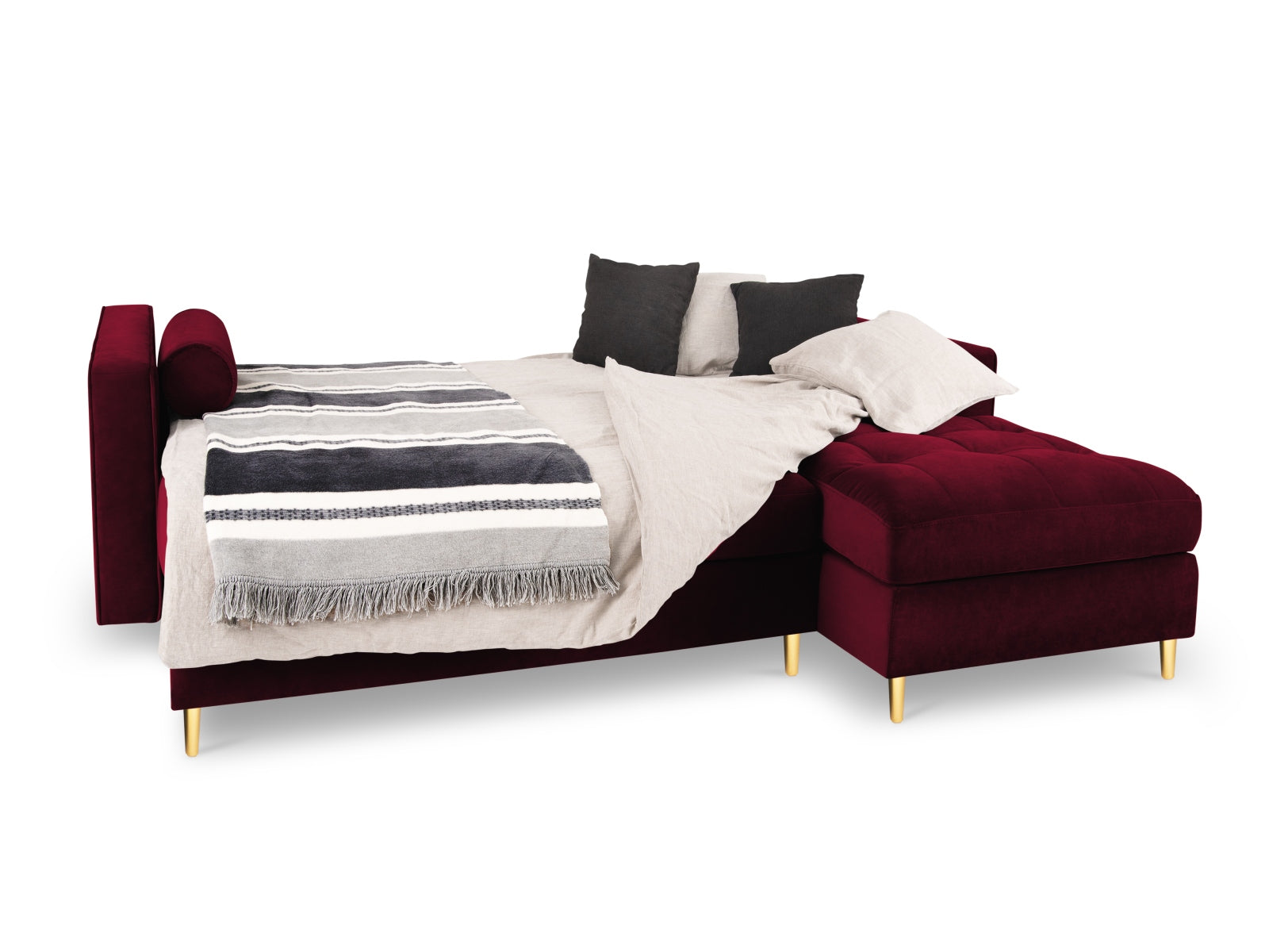 Elegantes 5-Sitzer Ecksofa rechts Aspen mit Schlaffunktion und praktischem Stauraum, ideal für modernes Wohnen und Entspannung.