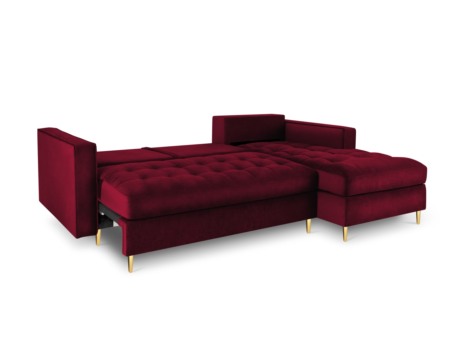 Elegantes 5-Sitzer Ecksofa Aspen in Rechtsausführung, kombiniert Komfort mit praktischer Schlaffunktion und cleverem Stauraum.