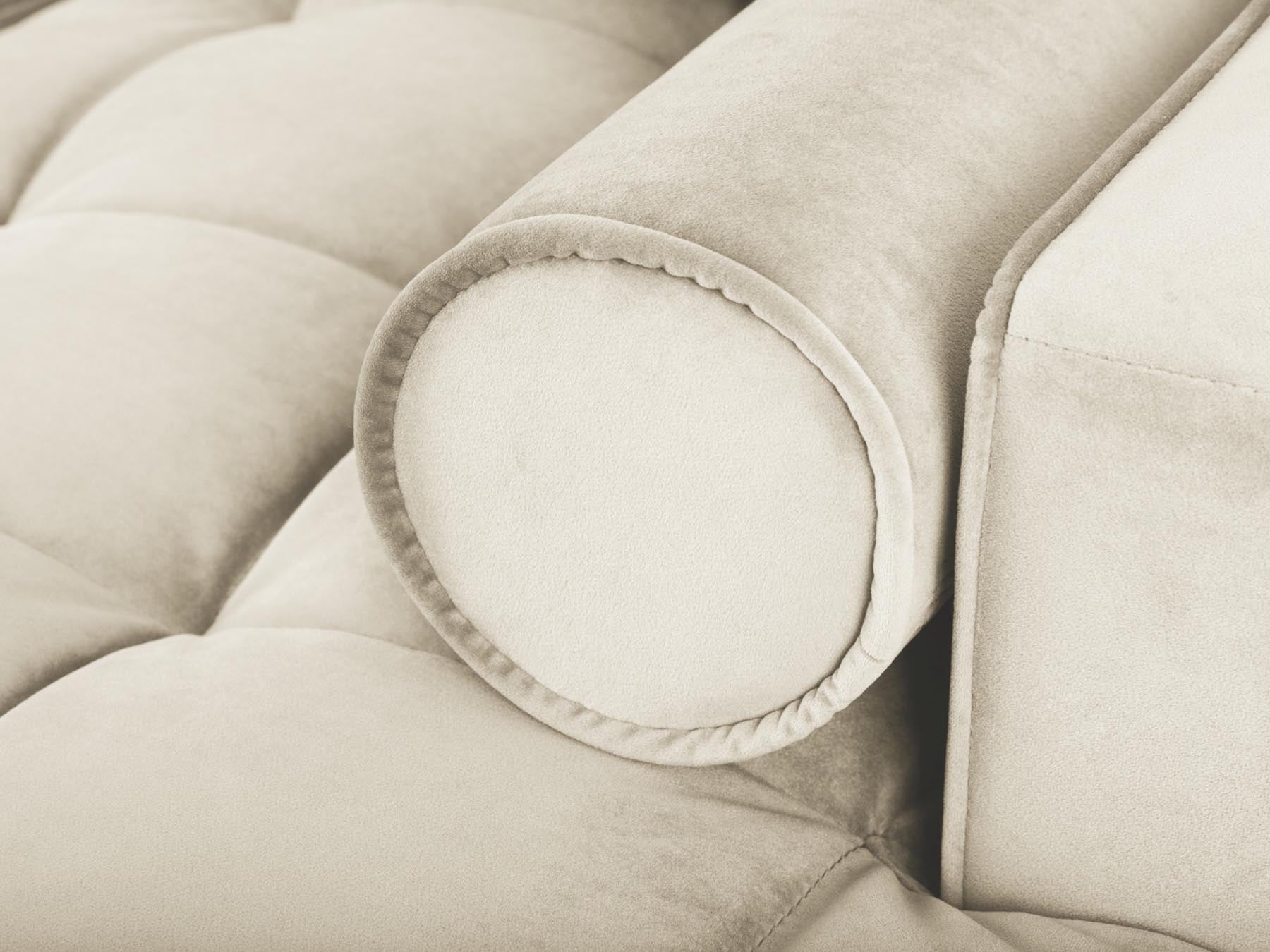 Elegantes 5-Sitzer Ecksofa rechts in stilvollem Dunkelbeige, perfekt für gemütliche Abende und als funktionales Schlafsofa mit Stauraum.