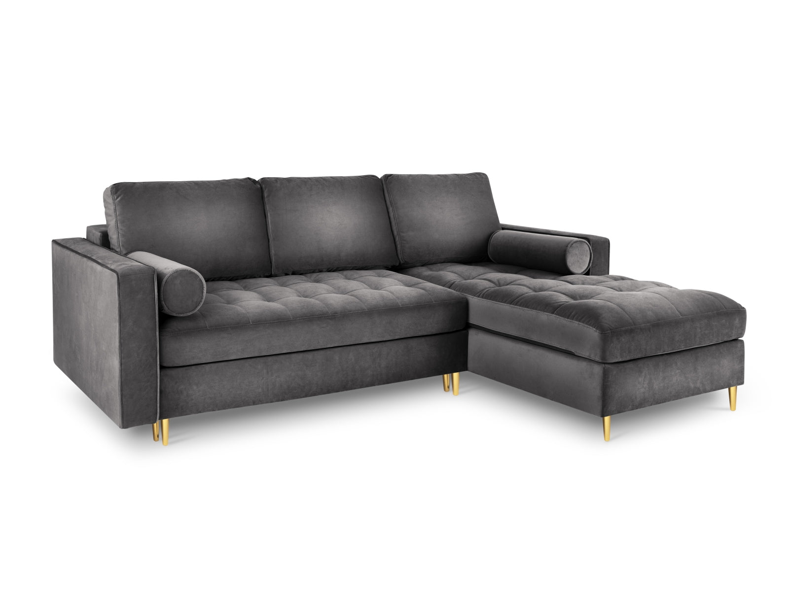 5-Sitzer Ecksofa rechts mit Schlaffunktion und Stauraum Aspen in Dark Grey-Salvador präsentiert im Onlineshop von KAQTU Design AG. Bettsofa rechts ist von Cosmopolitan Design