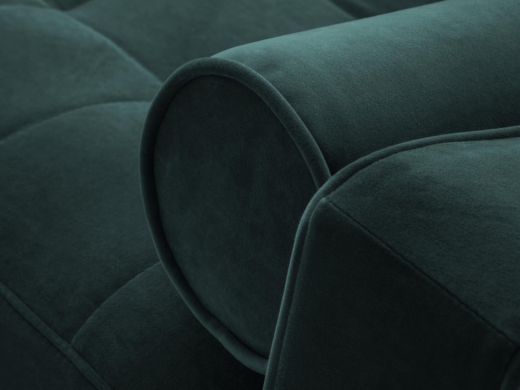 Stylisches Ecksofa in elegantem Petrol, bietet Platz für 5 Personen, mit praktischer Schlaffunktion und integriertem Stauraum für zusätzlichen Komfort.