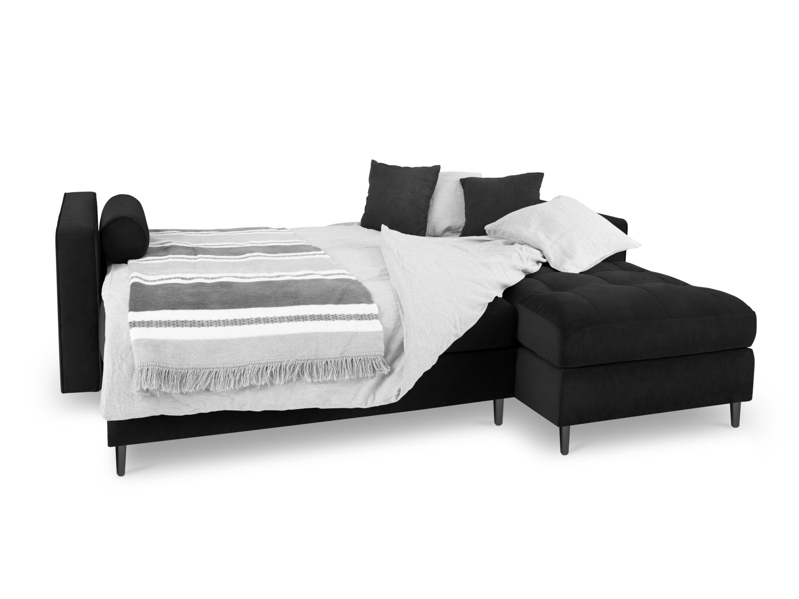 Elegantes 5-Sitzer Ecksofa rechts Aspen mit Schlaffunktion und Stauraum, ideal für modernes Wohnen und entspannte Nächte.
