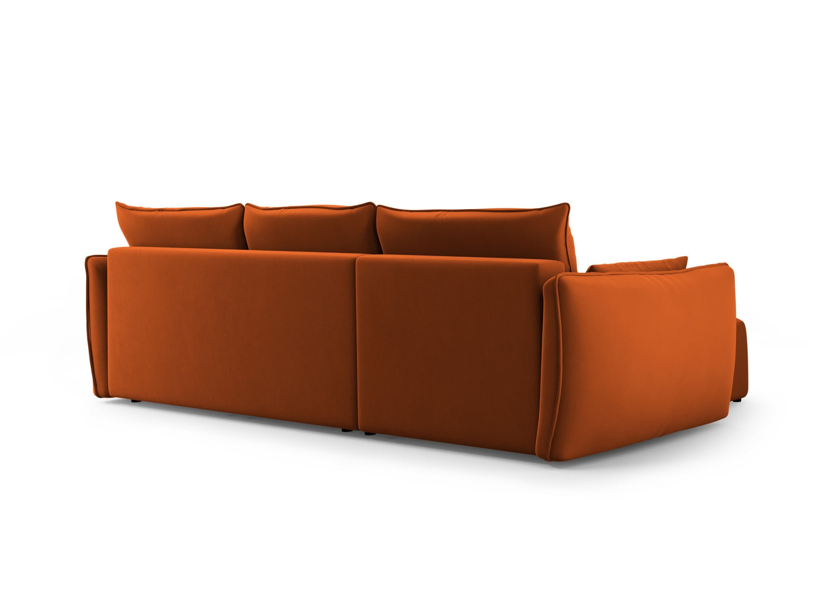 Elegantes 4-Sitzer Ecksofa in Terracotta, ideal für Wohnzimmer, mit Schlaffunktion und integriertem Stauraum für zusätzlichen Komfort.