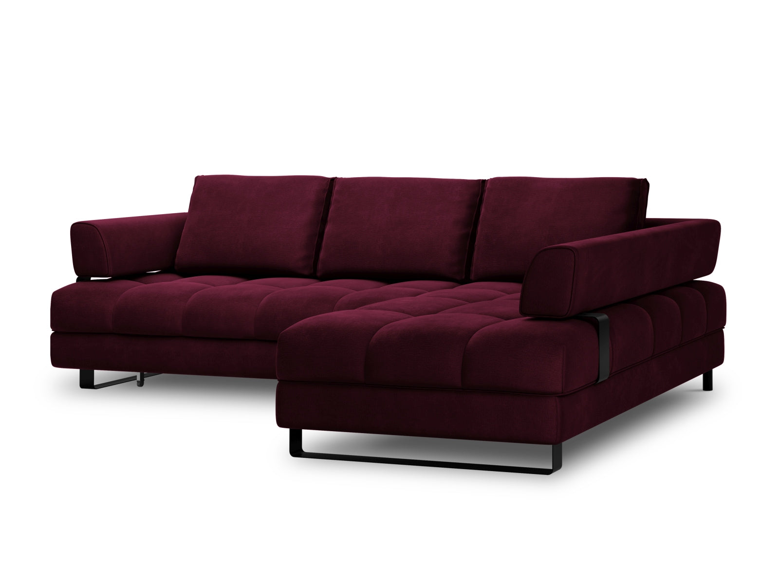 Erleben Sie das Clinton Velour Ecksofa von Cosmopolitan Design: stilvolles 5-Sitzer Sofa mit Schlaffunktion und viel Stauraum für Ihr modernes Zuhause!