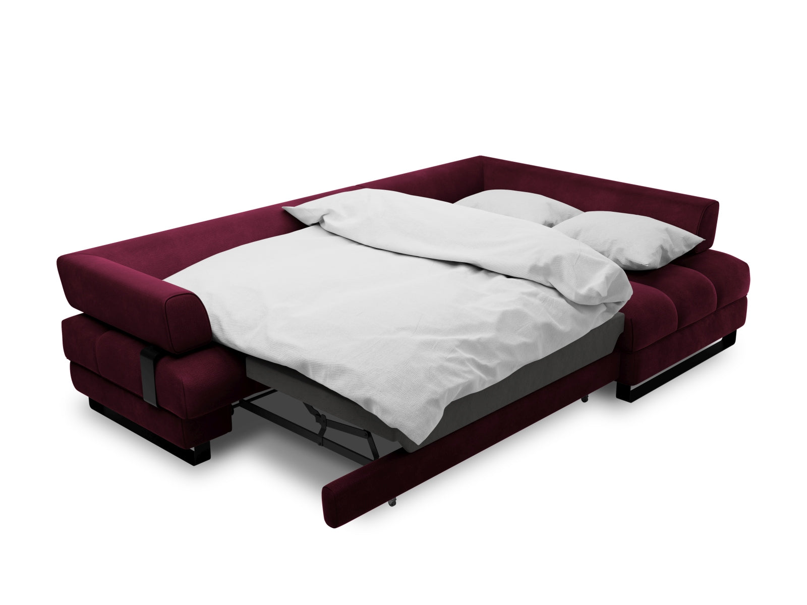 Erleben Sie das Clinton Velour Ecksofa von Cosmopolitan Design: stilvolles 5-Sitzer Sofa mit Schlaffunktion und viel Stauraum für Ihr modernes Zuhause!