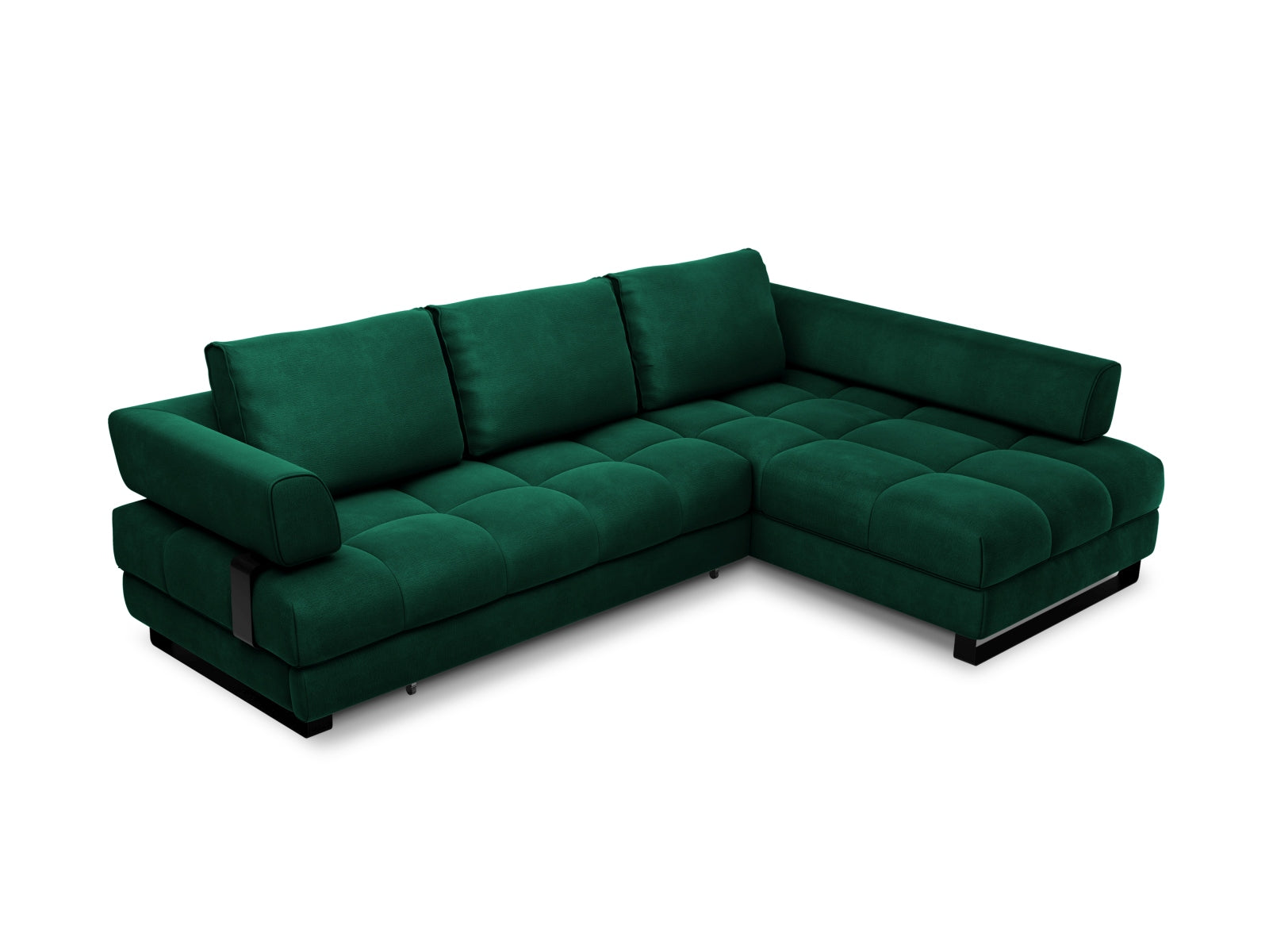 Clinton Velour Ecksofa rechts mit Schlaffunktion und Stauraum 5 Sitzer in Bottle Green präsentiert im Onlineshop von KAQTU Design AG. Ecksofa rechts ist von Cosmopolitan Design