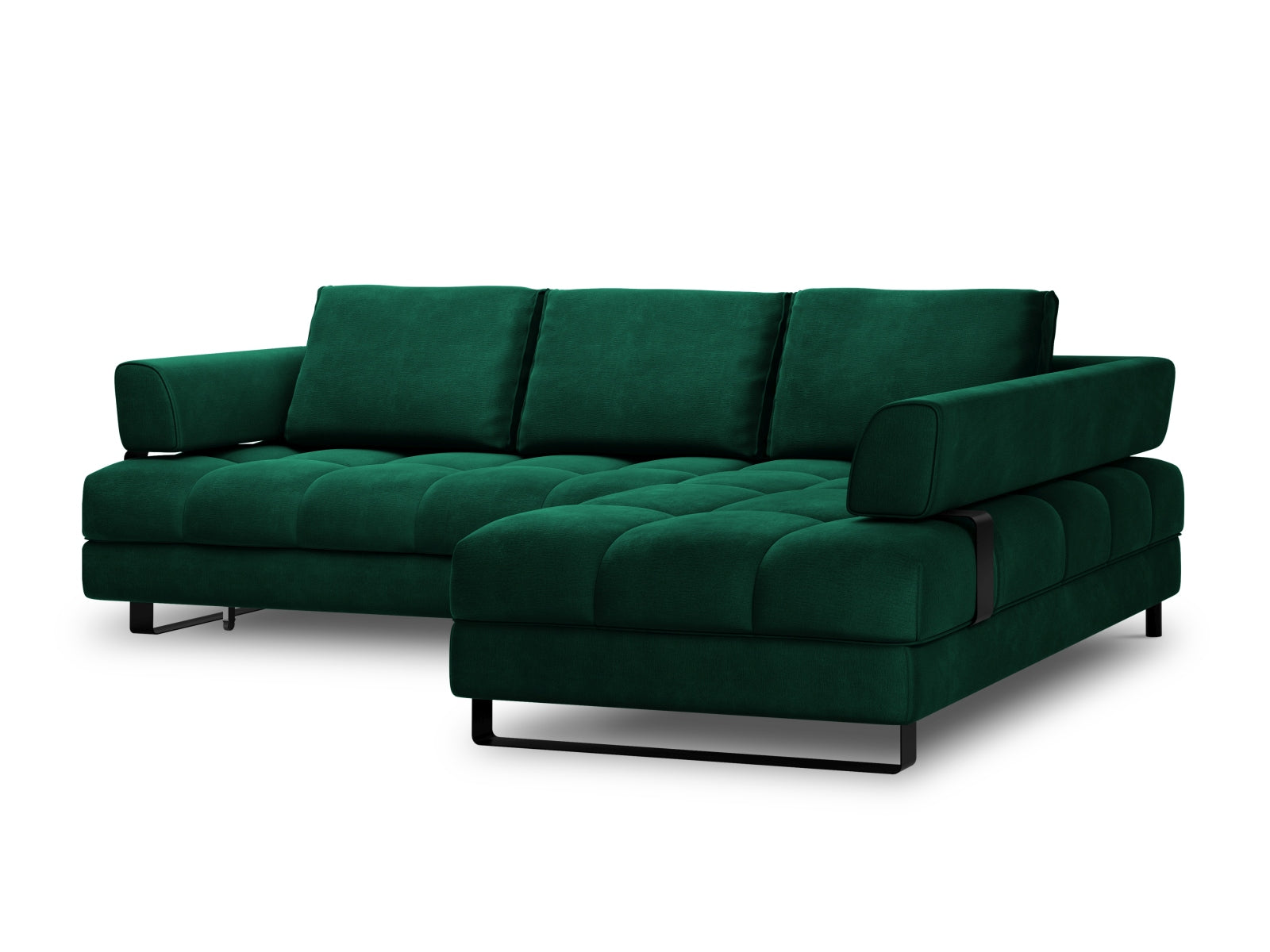 Entdecken Sie das Clinton Velour Ecksofa von Cosmopolitan Design: elegantes 5-Sitzer Sofa mit praktischer Schlaffunktion und grosszügigem Stauraum für Ihr Zuhause!